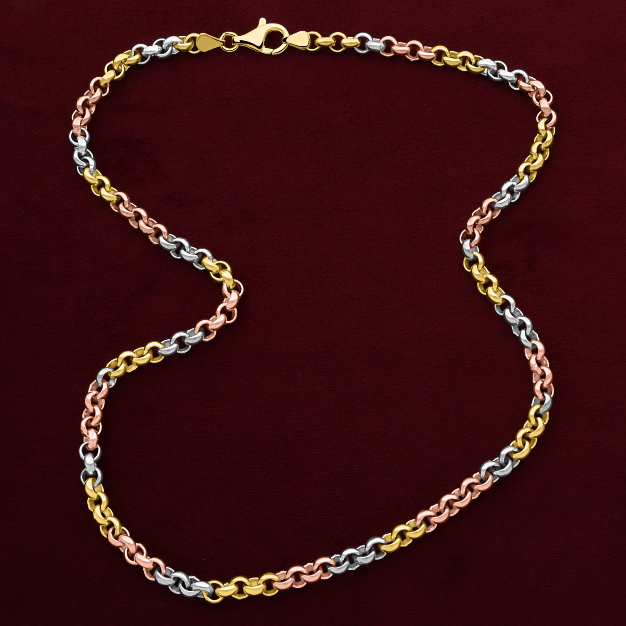 Tony Fein Silberkette Erbskette 6mm 925er Silber 585er Vergoldet Rosé Massiv, Made in Italy für Damen und Herren