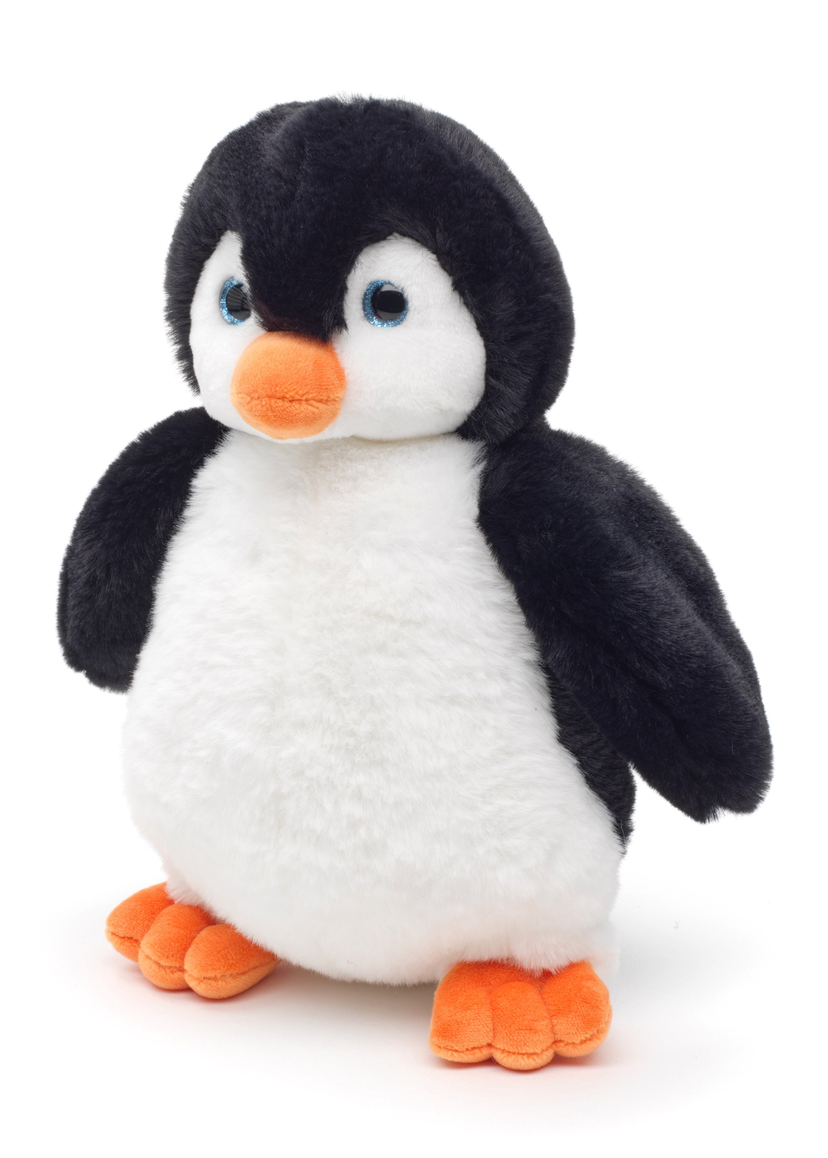 Uni-Toys Kuscheltier 100 % - 22 zu cm recyceltes Plüschtier, Pinguin superweich m.Glitzeraugen - Plüsch-Vogel, - Füllmaterial