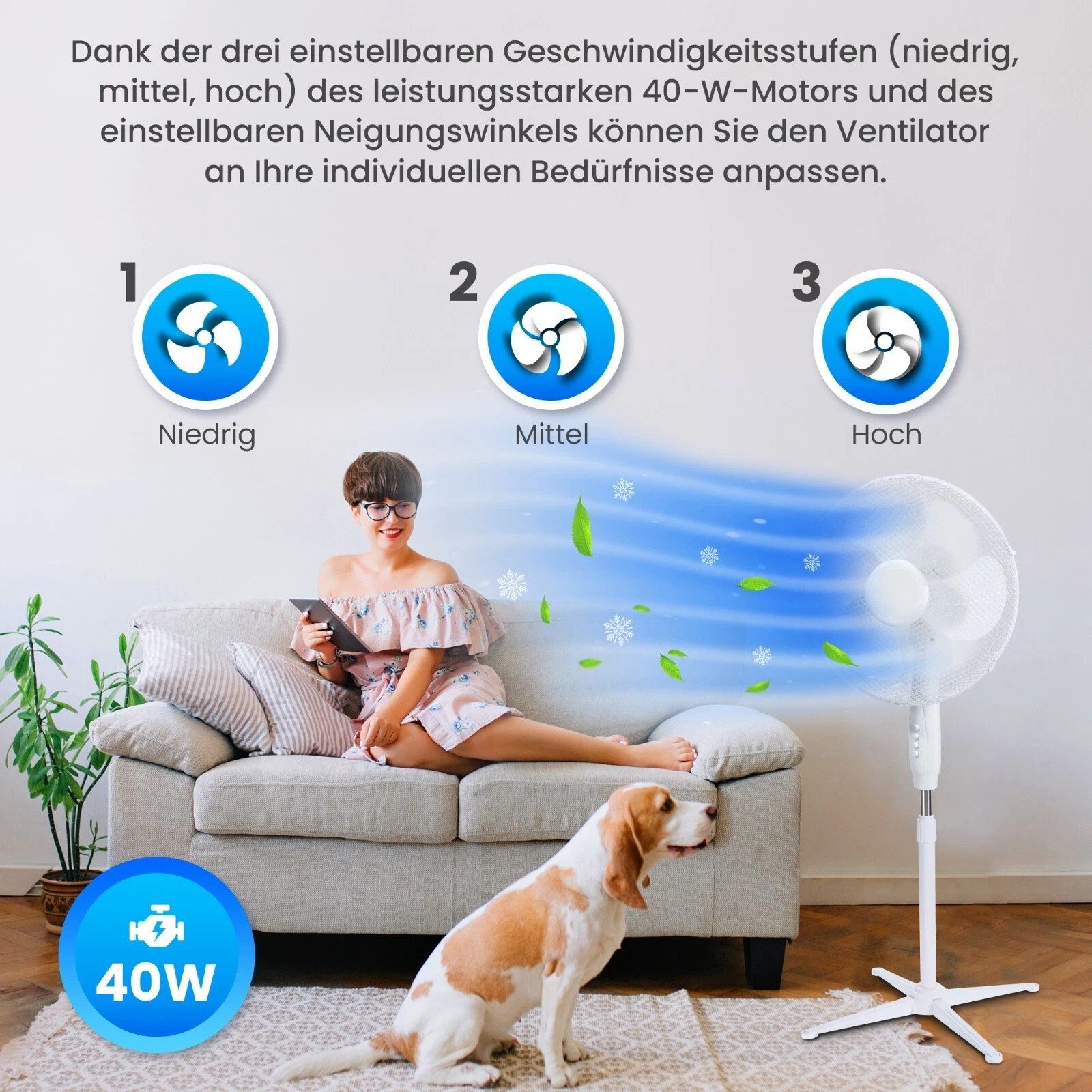 JriA Standventilator Standventilator Ventilator Ø40cm, höhenverstellbar günstig online kaufen