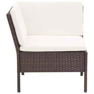 vidaXL Garten-Essgruppe 3-tlg Garten Lounge Set mit Auflagen Polyrattan Braun Sitzgruppe Set L