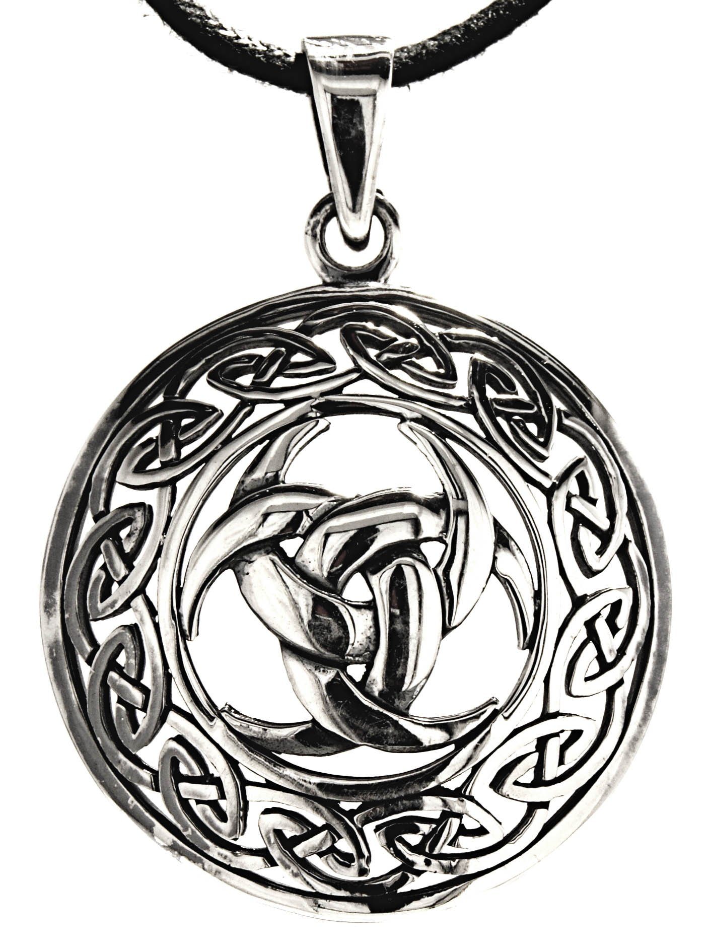 Kiss of Leather Kettenanhänger Odinshorn Anhänger 925 Silber Odins Keltischer Knoten Keltenknoten Horn