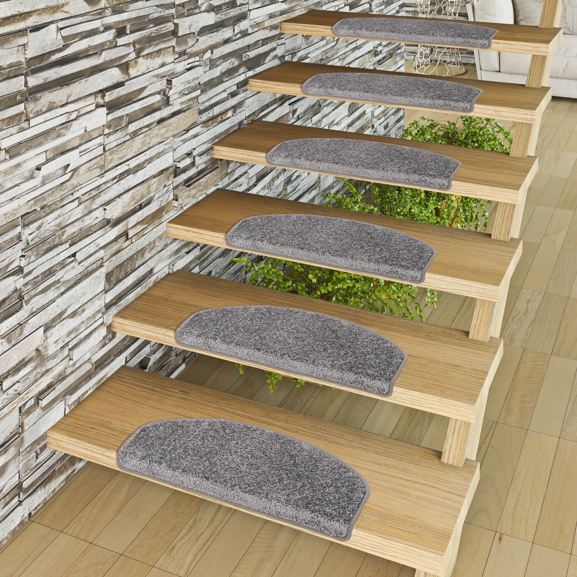 Pergamon Stufenmatte Velours Stufenmatte Triumph 15er-Set, Halbrund, Höhe: 16 mm