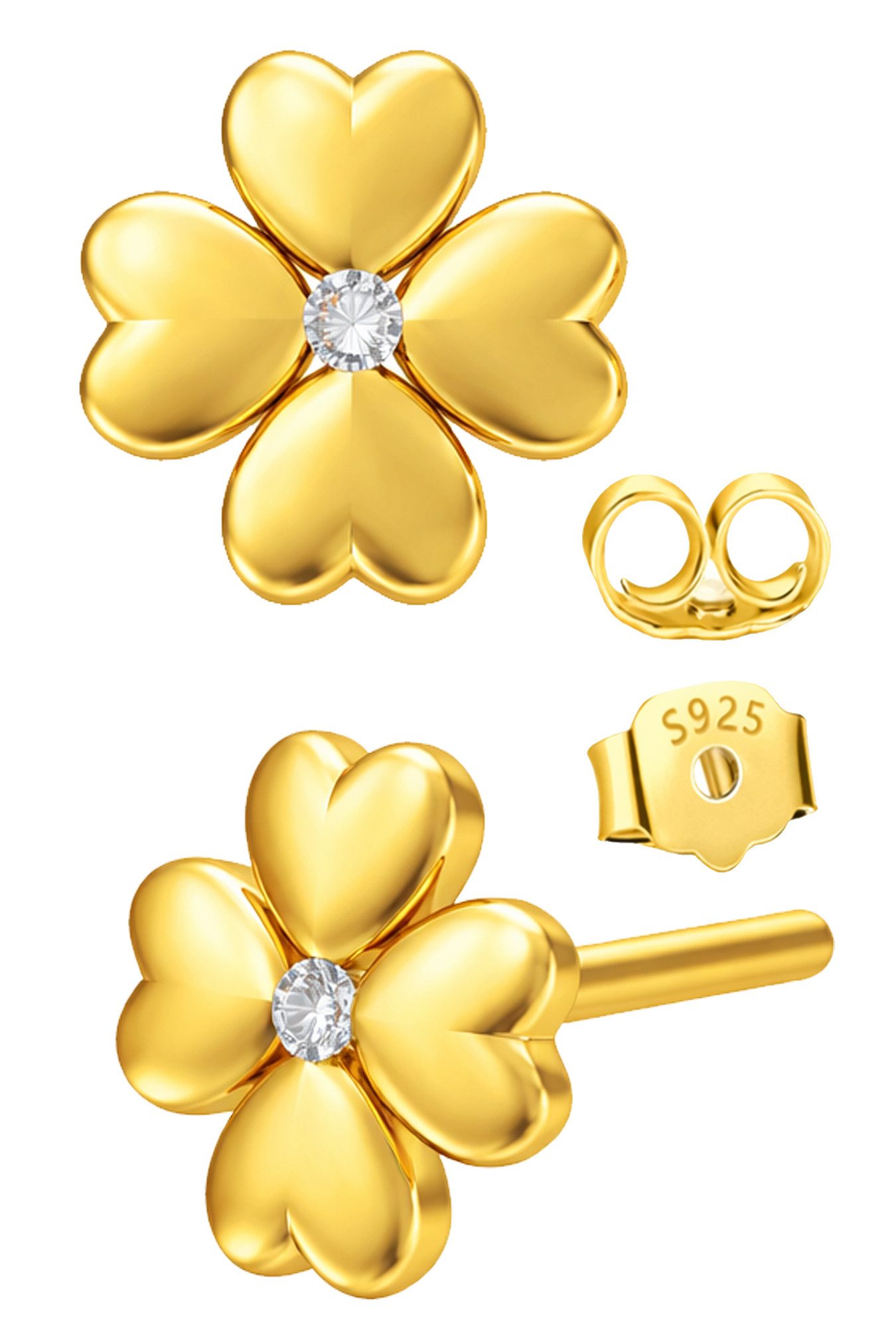 Paar Ohrstecker Kinder Ohrringe Blume Mädchen 925 Silber vergoldet gold Schmuck