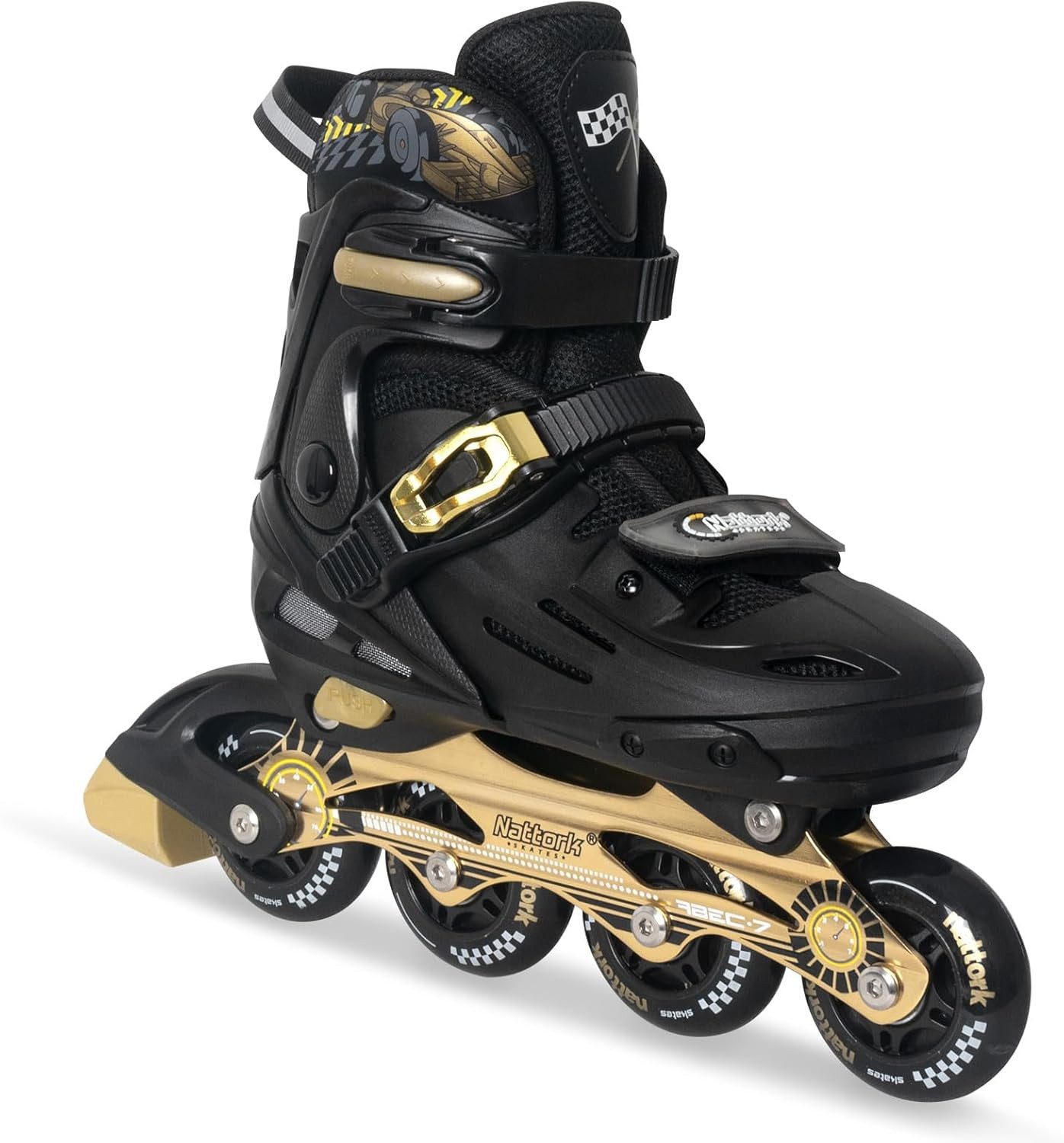 Nattork Inlineskates für Kinder und Erwachsene, 4 Größen verstellbare Inliner, mit Renndesign für Damen & Herren, (Größe M: 32-36 EU / 205-230 mm)