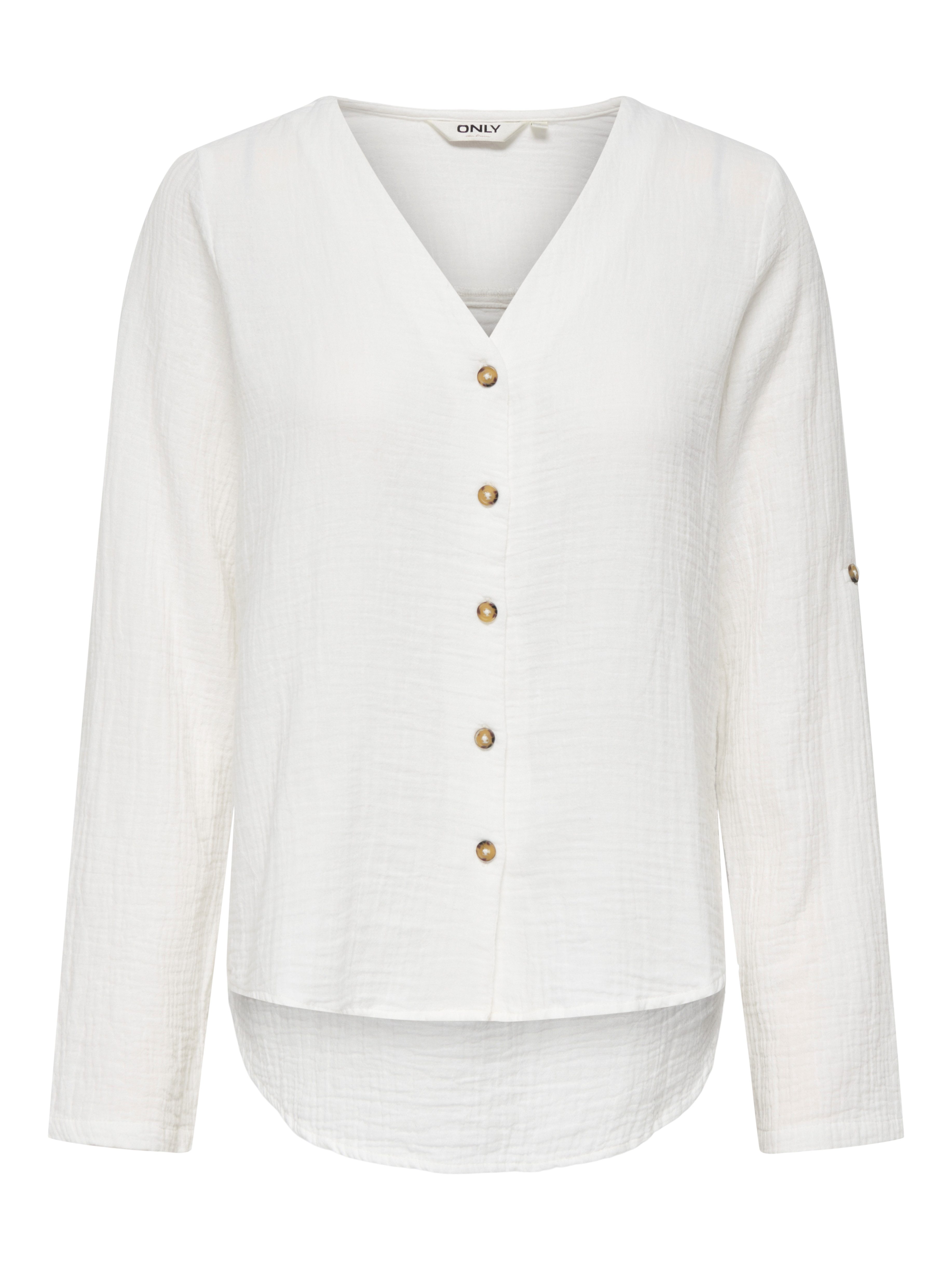 ONLY Langarmbluse ONLTHYRA LIFE V-NECK L/S SHIRT NOOS WVN Baumwolle, regular fit
