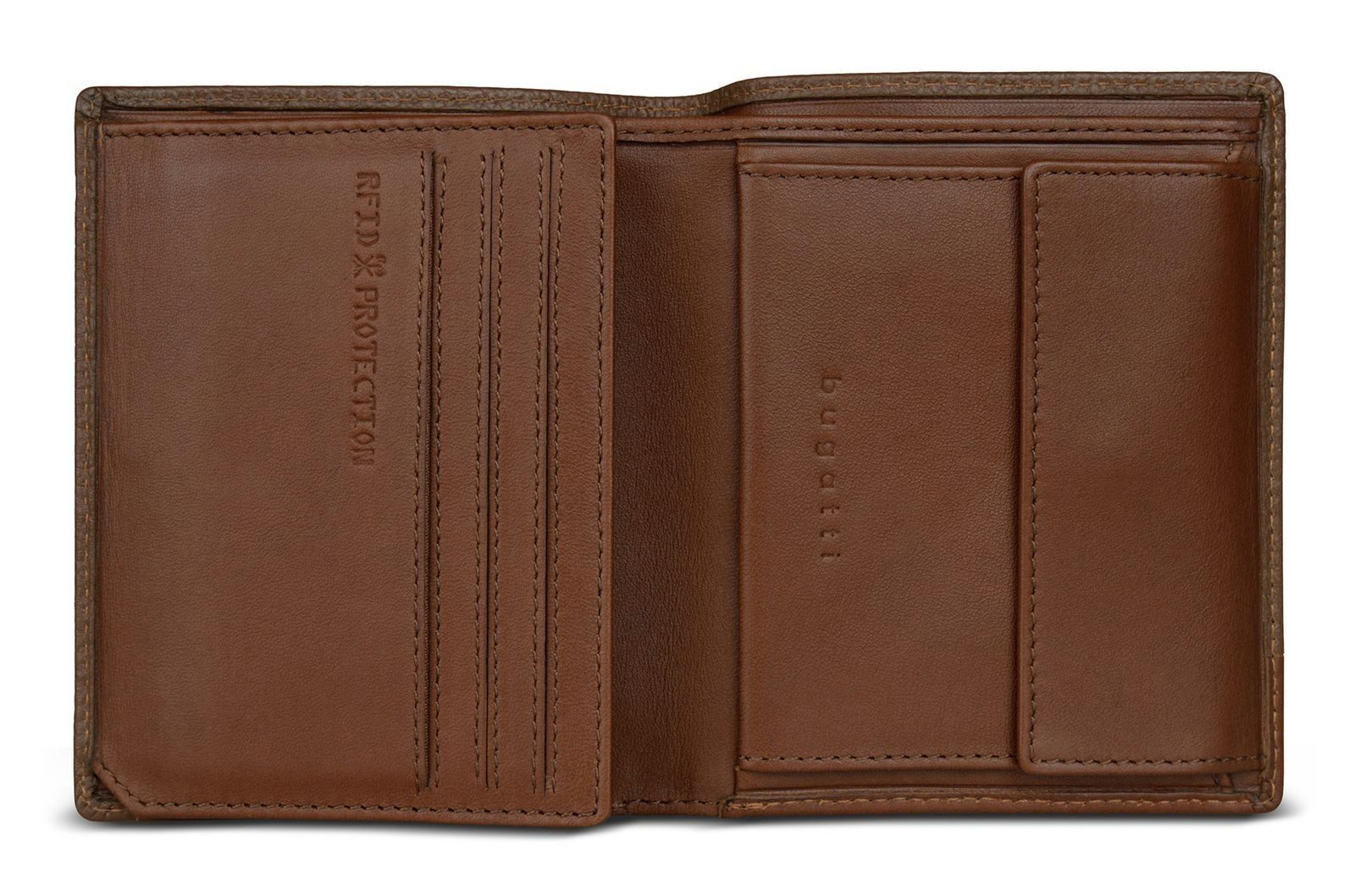 bugatti Geldbörse Flap Wallet, aus echtem Rindsleder mit RFID-Blocker Schutz
