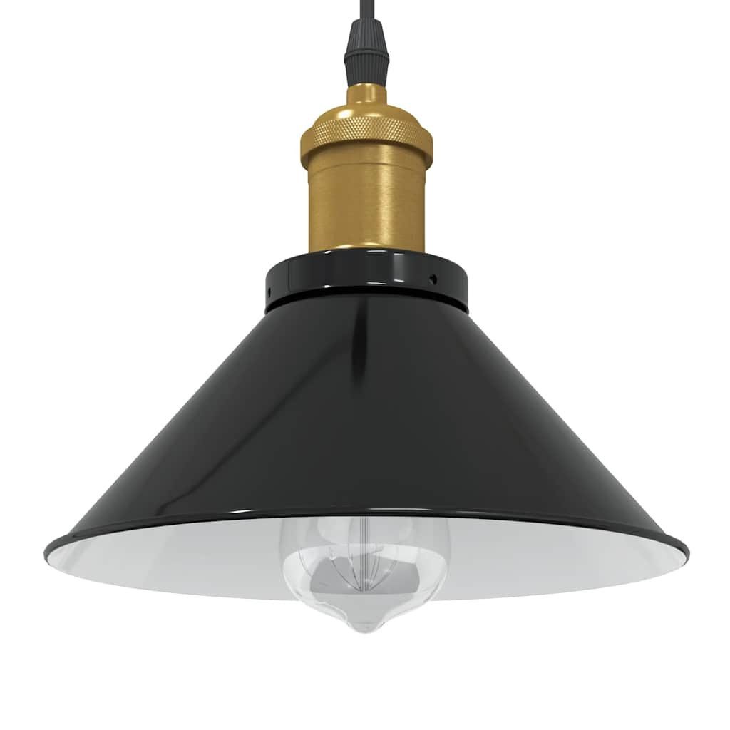 furnicato Pendelleuchte Vintage-Hängeleuchte Schwarz, 22 x 10 cm, Höhenverstellbar, Deckenlampe mit Flaschenzugsystem und E27-Fassung für das Wohnzimmer