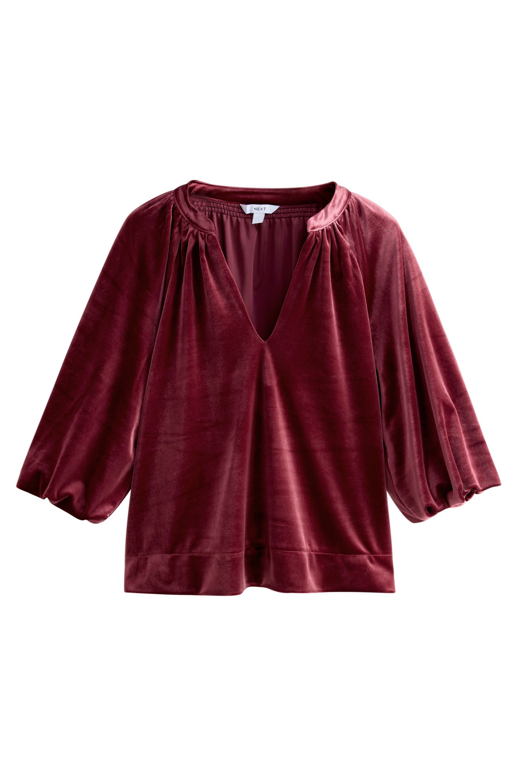 Next Langarmbluse Samt-Bluse mit V-Ausschnitt und günstig online kaufen