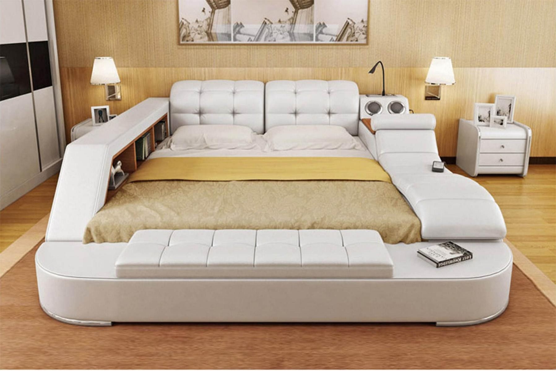 Xlmoebel Multimediabett Chesterfield Doppelbett mit luxuriösem Design und Multifunktionalität (Multifunktion Bett), Hergestellt in Europa