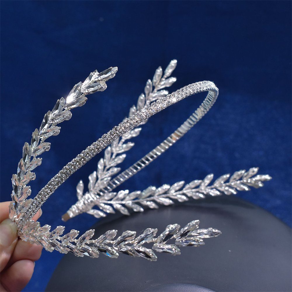 Diamant-Haarschmuck,Hochzeits-Haarschmuck GLAMO Diadem Braut-Haarbänder, Silber