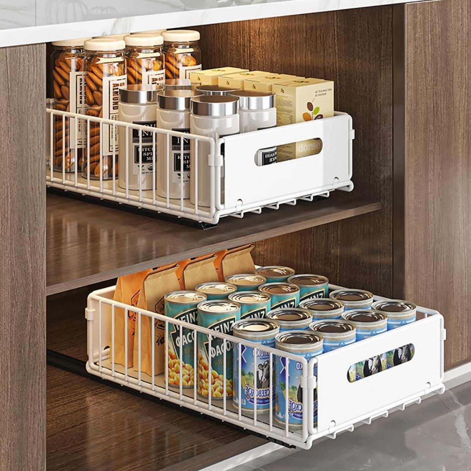 LuxusKollektion Schubladeneinsatz Teleskopschublade Ausziehbar 2Stück 38D X 25W X 10H CM Weiß