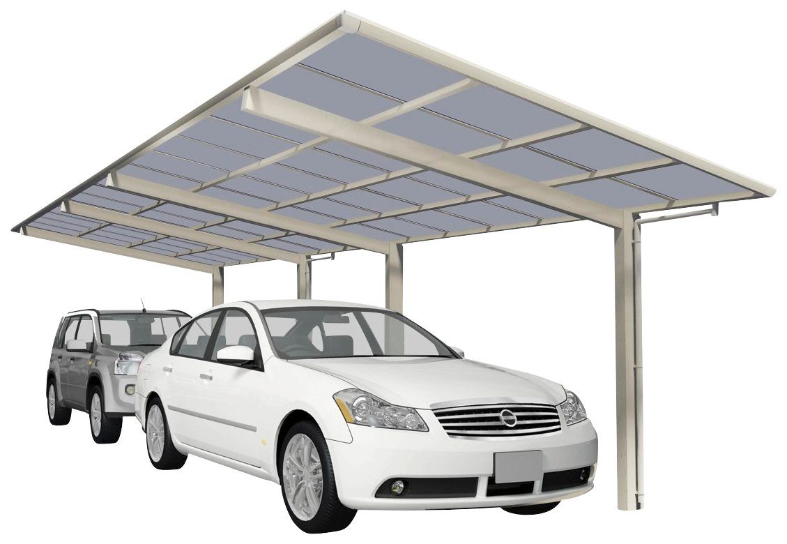 BxT: Tandem-Edelstahl-Look, Typ 273x983 80 240 Aluminium cm Einfahrtshöhe, Ximax Linea cm, Doppelcarport