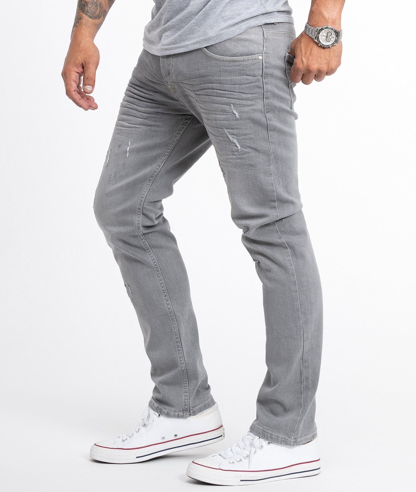 Rock Creek Straight-Jeans Herren Jeans Stonewashed Grau RC-2105