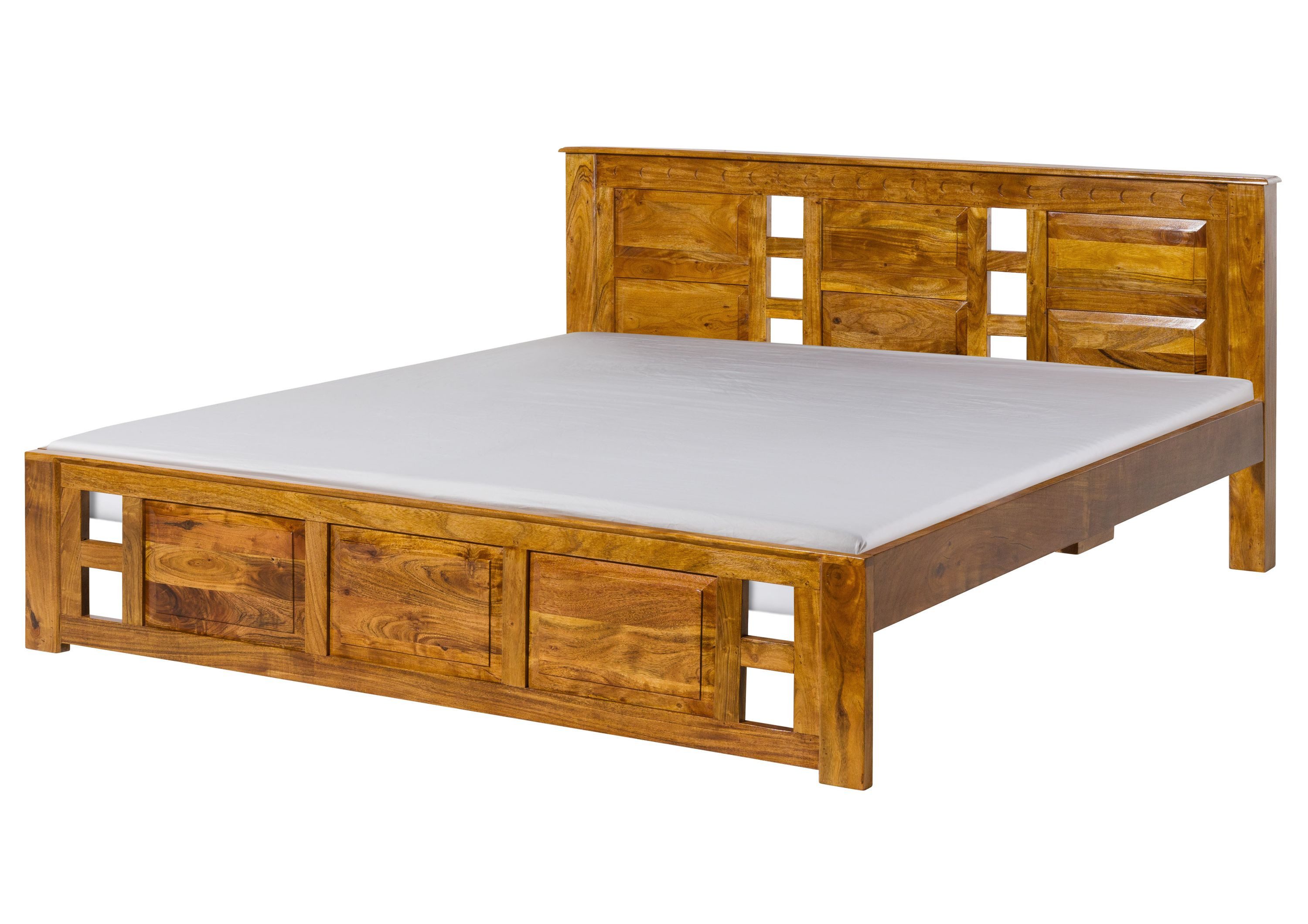 Massivmoebel24 Massivholzbett OXFORD (Bett Akazie 180x200x90 honig lackiert OXFORD #0253), Bett Akazie 180x200x90 honig lackiert OXFORD #0253
