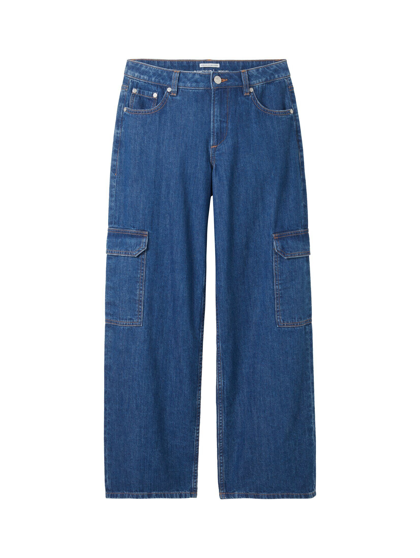 TOM TAILOR 7/8-Jeans Wide Leg Cargo Jeans mit Bio-Baumwolle