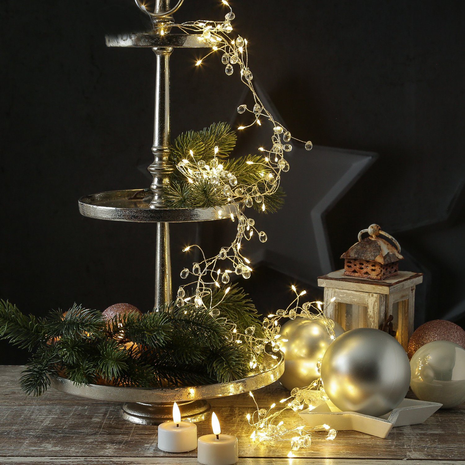 MARELIDA LED-Lichterkette Diamant Cluster Dekolichterkette mit Tropfen Drah günstig online kaufen