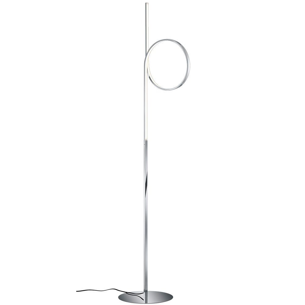 TRIO Leuchten LED Stehlampe, LED-Leuchtmittel fest verbaut, Warmweiß, LED Steh Leuchte Gästezimmer Stand Lampe Chrom Strahler gebogen DIMMER
