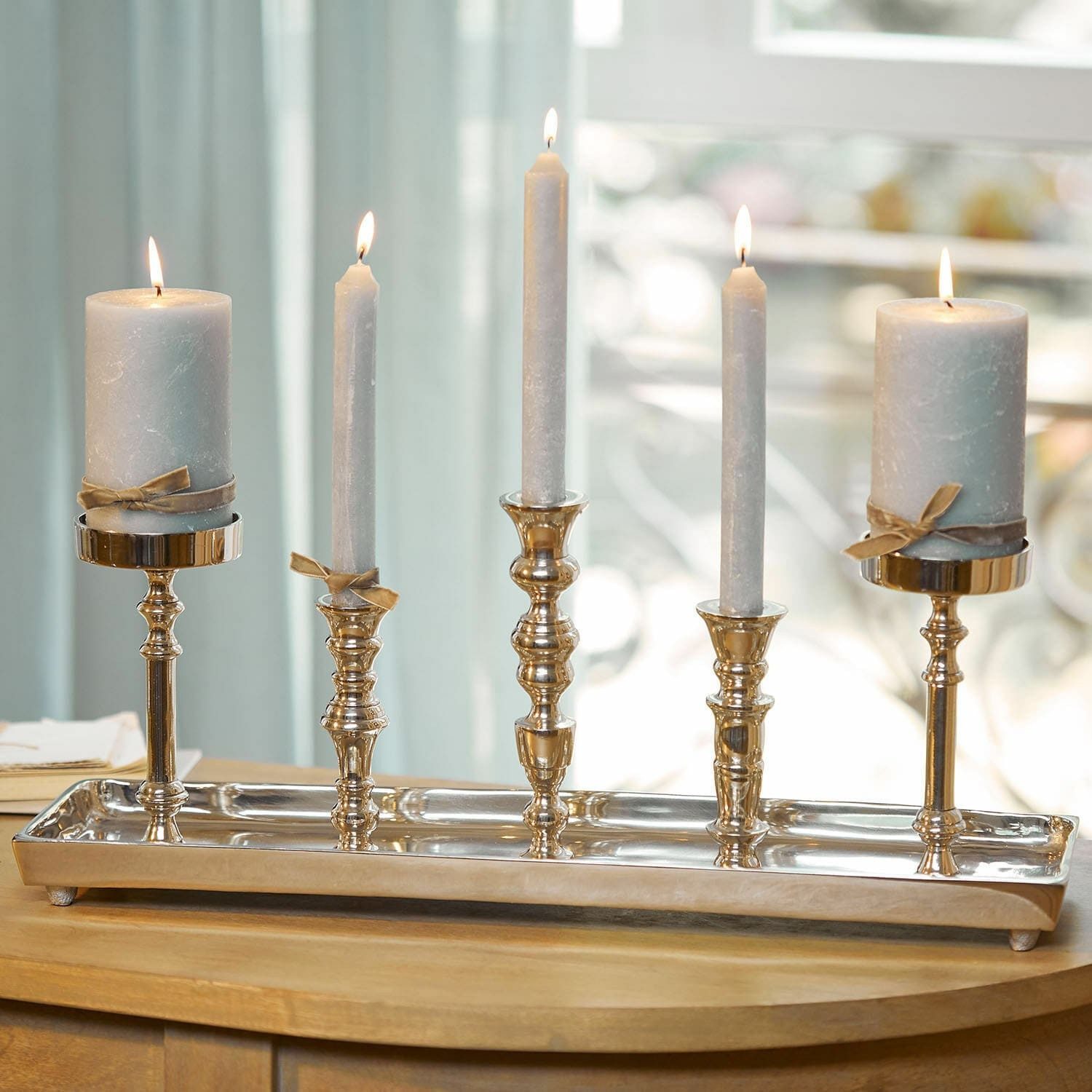 Mirabeau Kerzenständer Kerzentablett Alirra silber