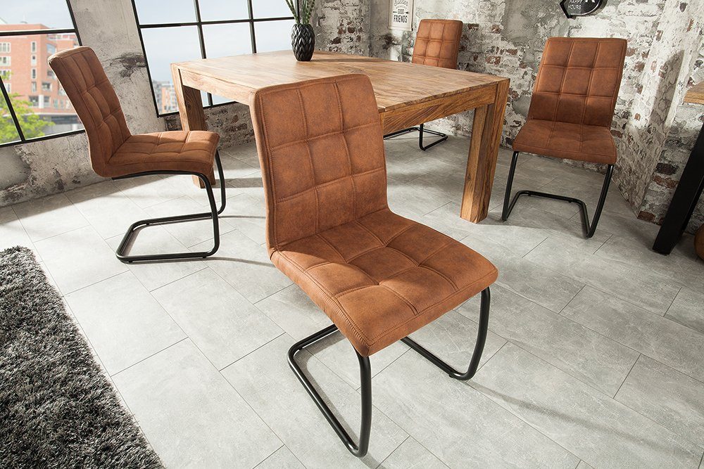 riess-ambiente Freischwinger MODENA hellbraun / schwarz (Einzelartikel, 1 St), Esszimmer · Microfaser · Metall · Industrial