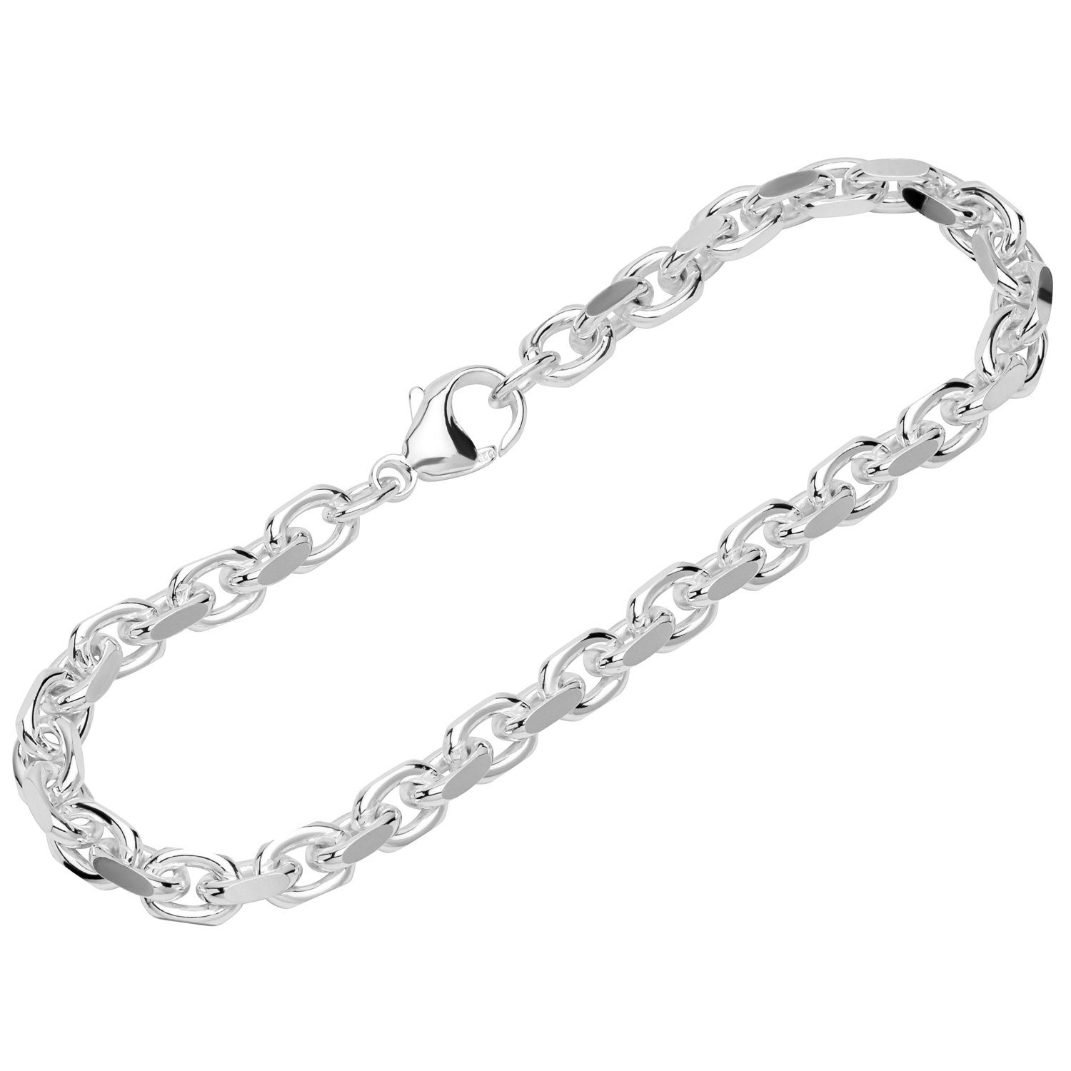 NKlaus Silberarmband Armband 925 Sterling Silber 24cm Ankerkette seitli (1 Stück), Made in Germany