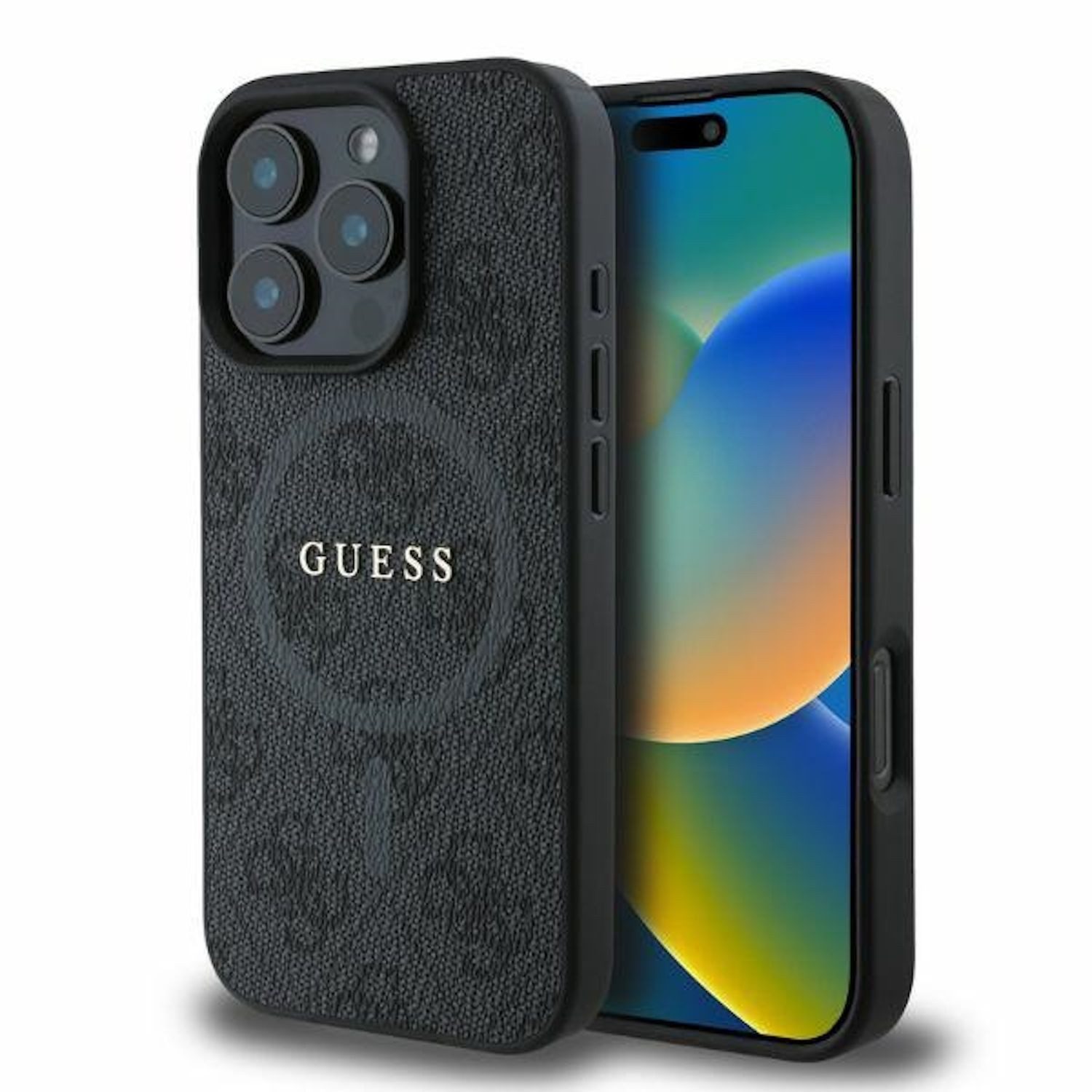 Smartphone-Hülle GUESS Apple iPhone 16 Pro Hardcase 4G Ring Classic Logo MagSafe
