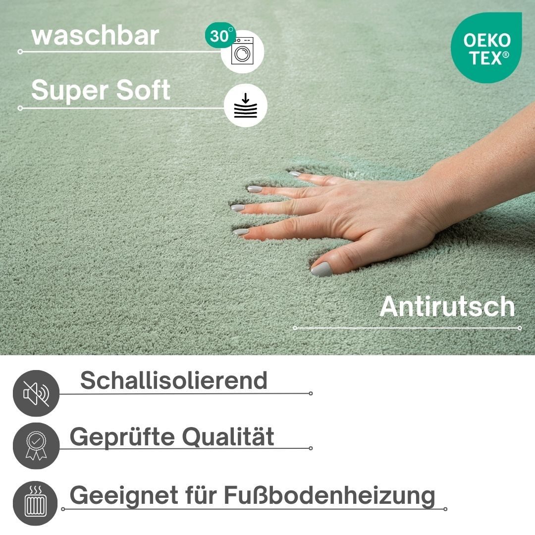 OTTO home Teppich Arabell, Kunstfellteppich, Felloptik, waschbar, rechteckig, Höhe: 16 mm, flauschig, kuschelig, Anti-Rutsch-Unterseite, Wohnzimmer, Schlafzimmer