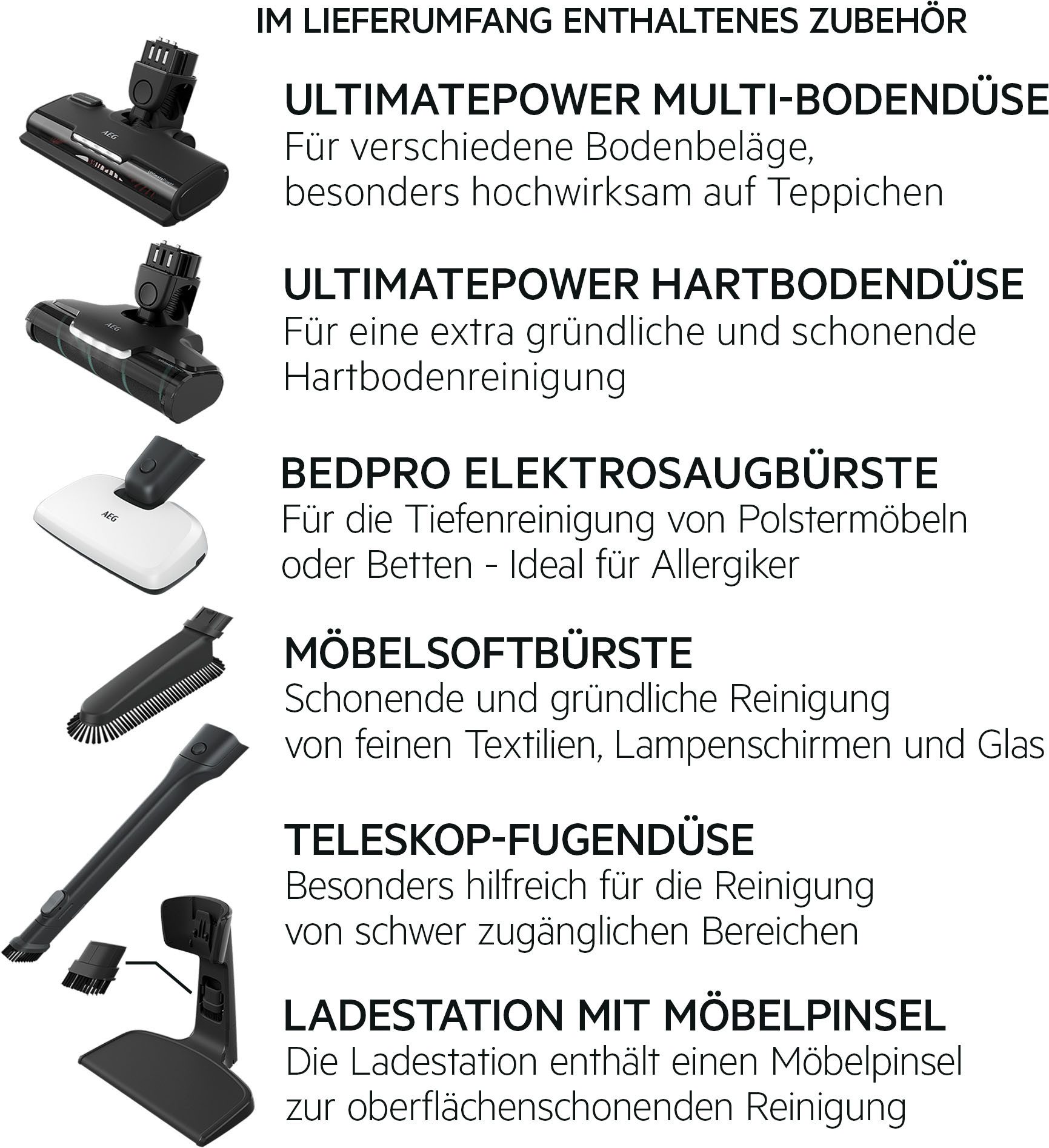 AEG Akku-Hand-und Stielstaubsauger HYGIENIC 5000 AKKU-STAUBSAUGER (AS52H212XN), 0 W, beutellos, 2in1, leise 79 dB(A), 58 % Recyclingmaterial, bis zu 50 Min. Laufzeit