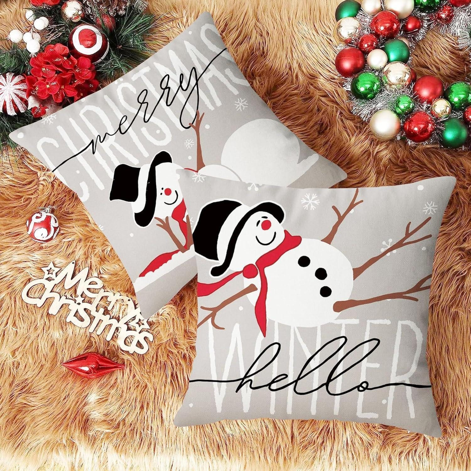 LuxusKollektion Hängedekoration Weihnachtskissenbezug 4er Set Weihnachtsdeko 40x40cm Grau Festlich