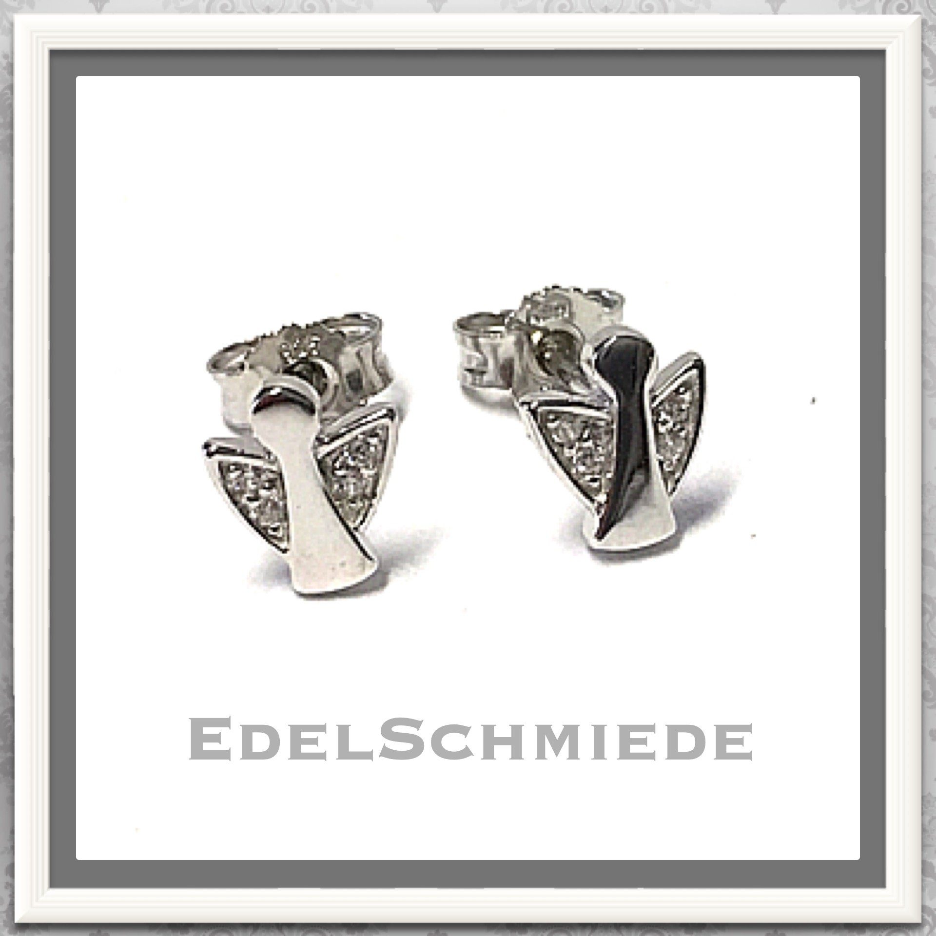 Ohrstecker-Set Edelschmiede925 Engel als Ohrstecker 925/- Silber rhod m Zirkonia