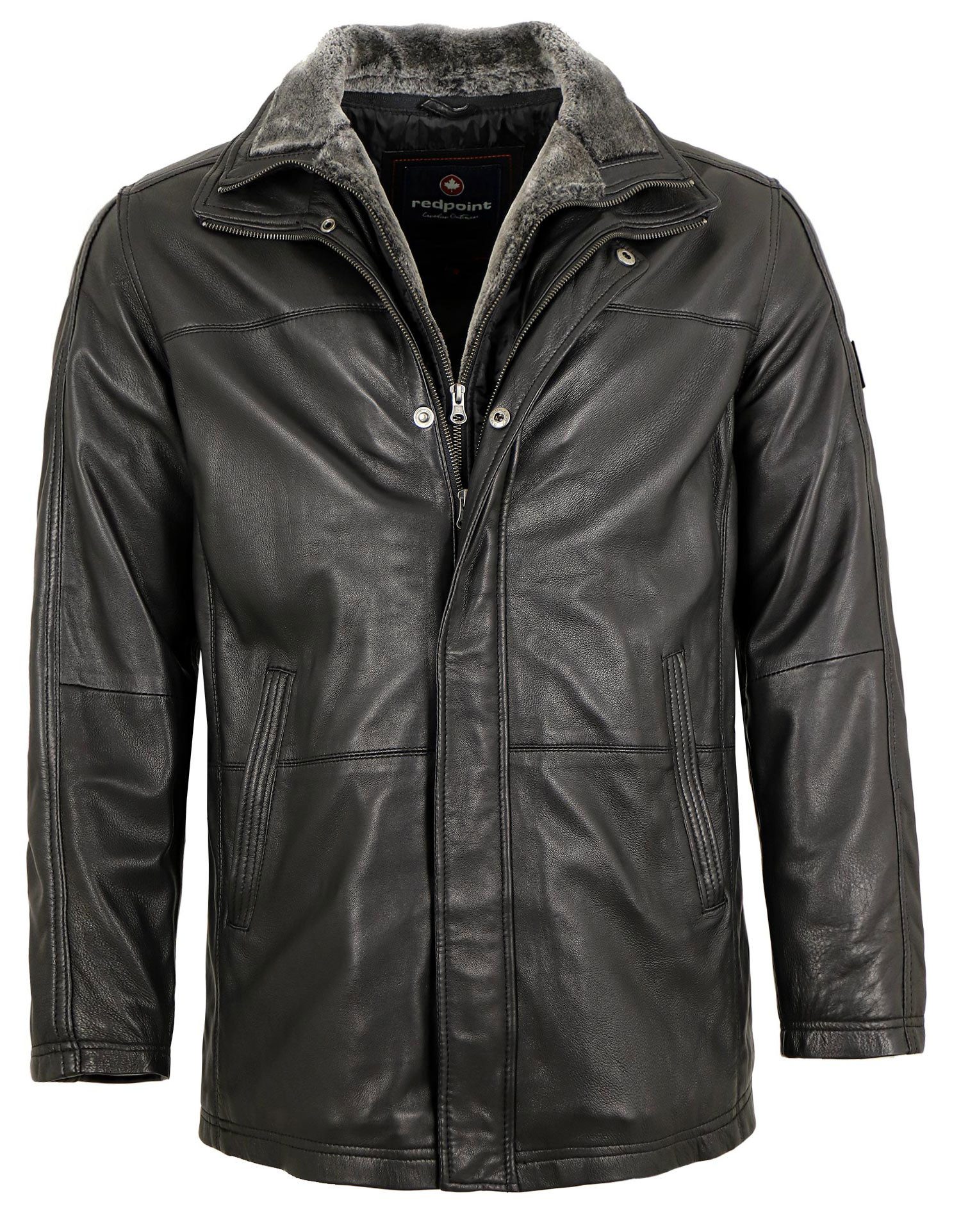Redpoint Lederjacke Redpoint - Herren Lederjacke Longjacke Lammnappa schwarz
