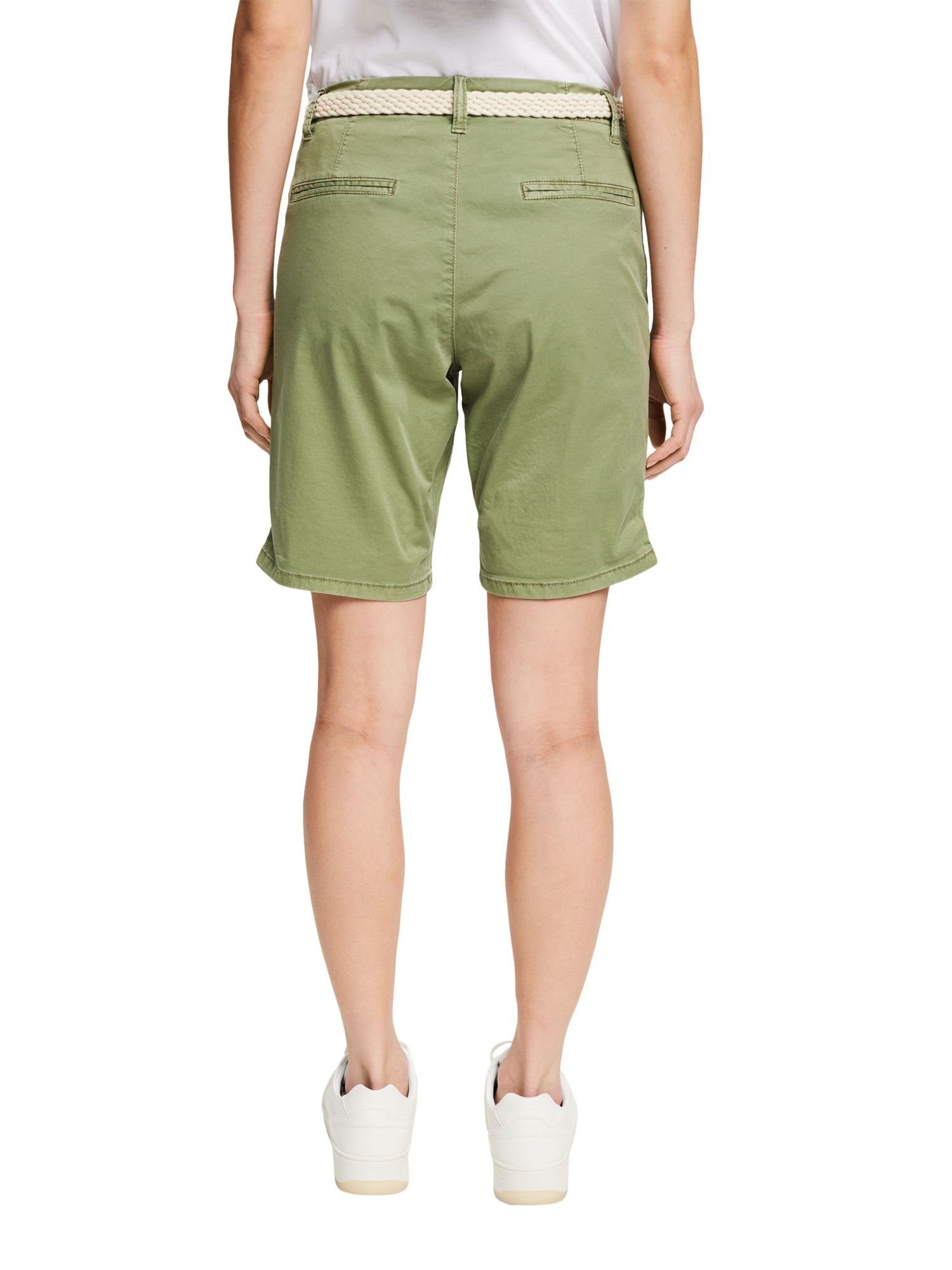 Esprit Shorts Shorts mit KHAKI LIGHT (1-tlg) Flechtgürtel