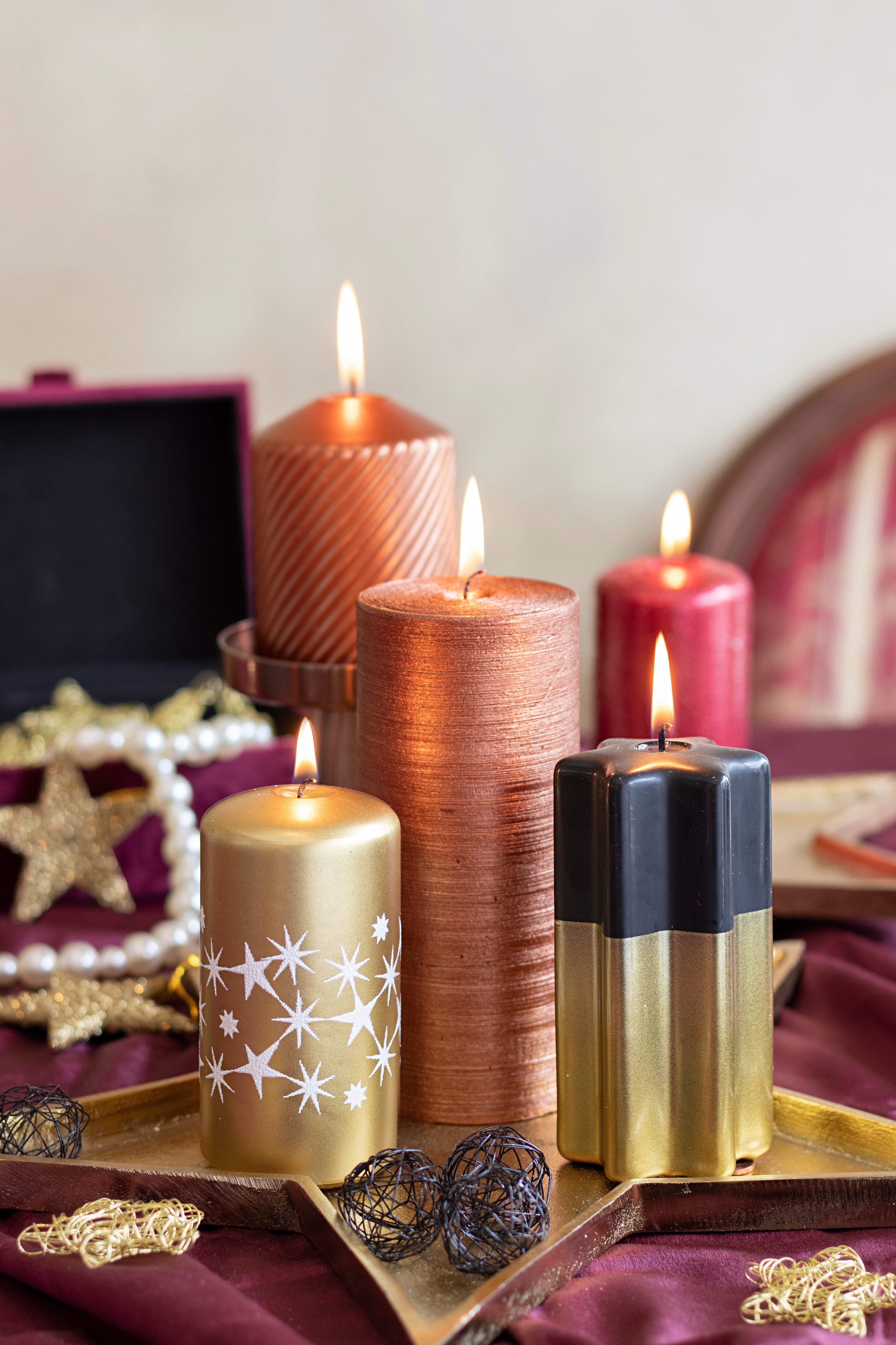 Steinhart Kerzen Adventskerze Sternkerze "CHRISTINE" Schwarz/Gold günstig online kaufen