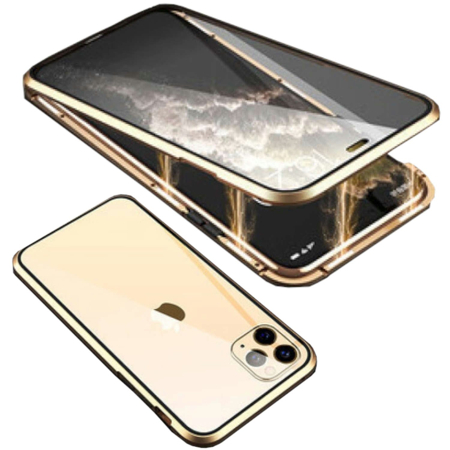 Handyhülle Für Apple iPhone 15 Plus 360 Grad Magnet Glas Bumper Handy Hülle Etuis