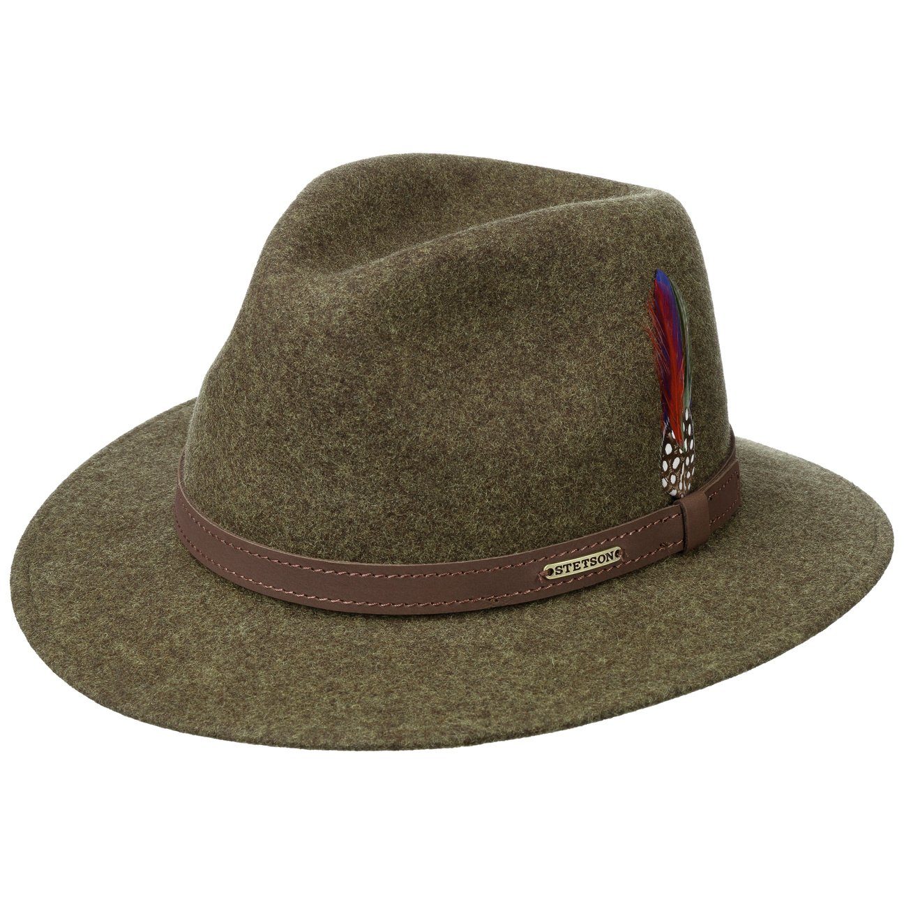 Stetson Filzhut (1-St) Filzhut mit Lederband, Made in the EU oliv-meliert