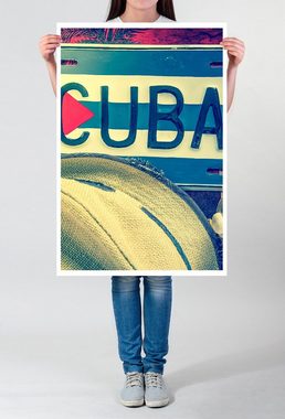 Sinus Art Poster Künstlerische Fotografie  Kuba mit Panamahut und Maracas 60x90cm Poster