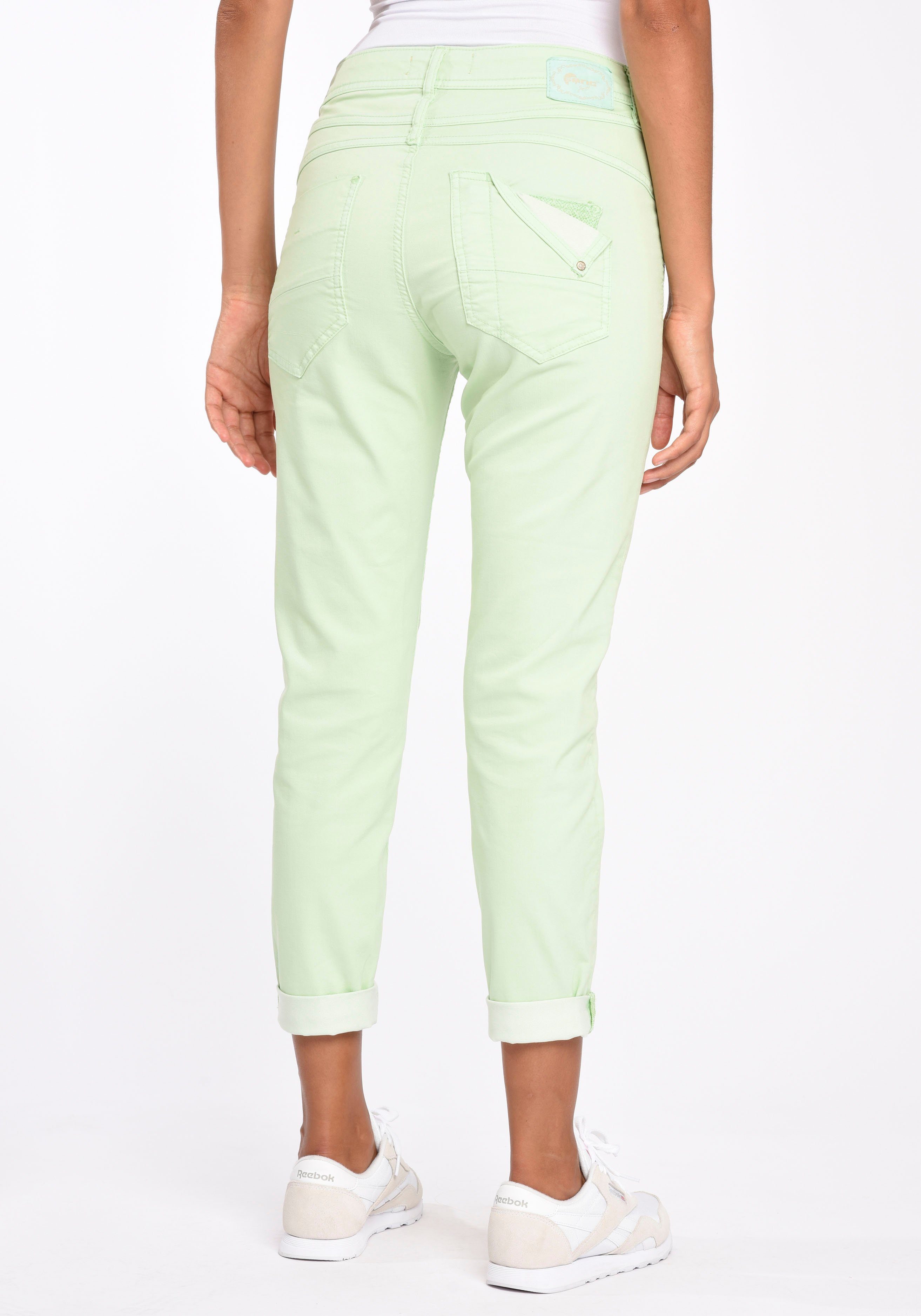 GANG Beinlänge Style verkürzter pastel 94AMELIE modisch green CROPPED 5-Pocket-Hose bijou mit 5-Pocket