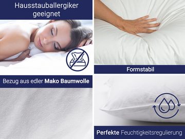 Kopfkissen, ZOLLNER, Füllung: 90% Federn, 10% Daunen, Seitenschläfer, anti-allergisch, milbenresistent, weich, 40 x 80 cm, 90% Federn, 10% Daunen, vom Hotelwäschespezialisten