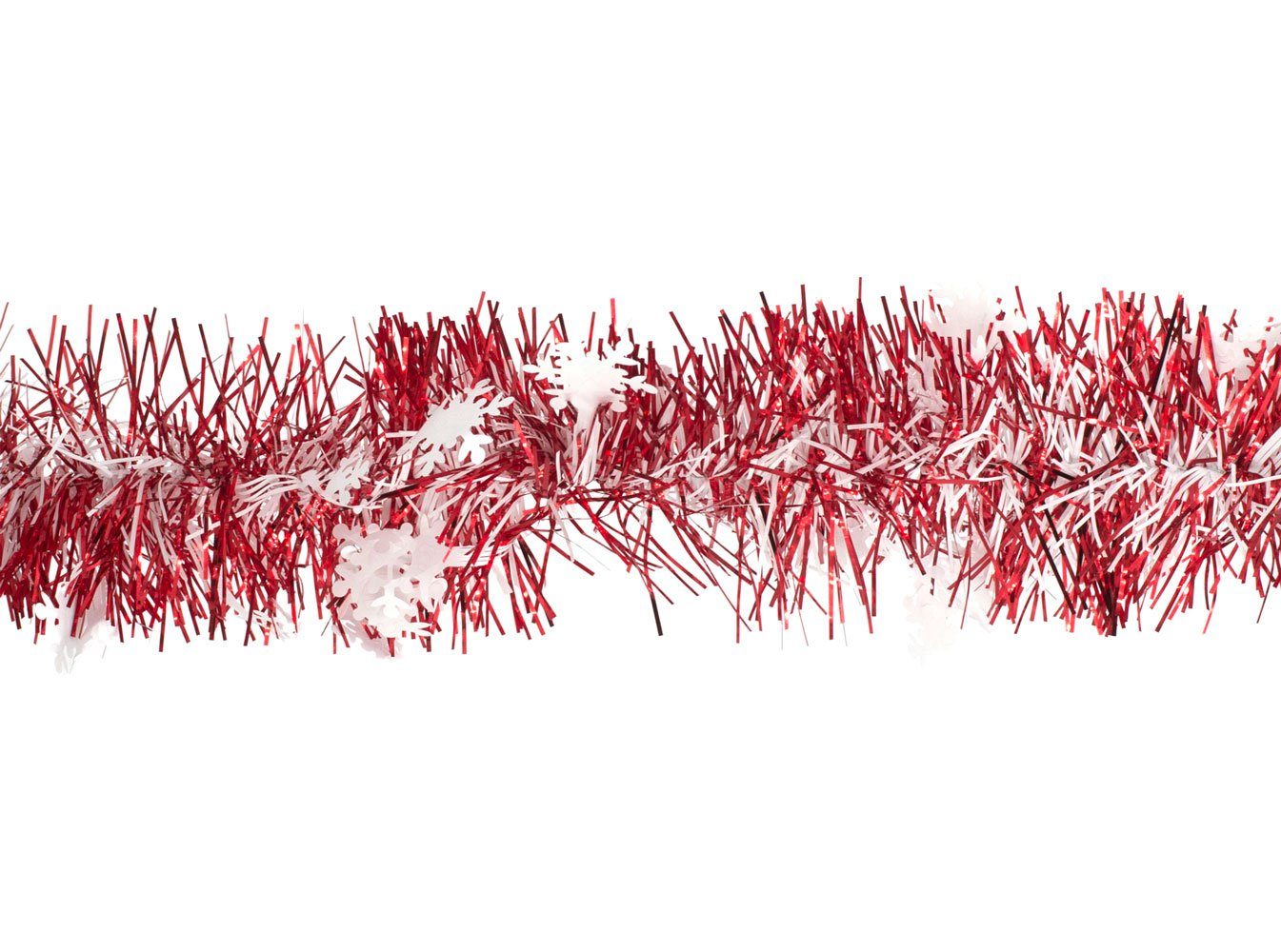 Creativery Girlanden, Weihnachtsgirlande Lametta mit Schneeflocken 8cm x 2m rot / weiß