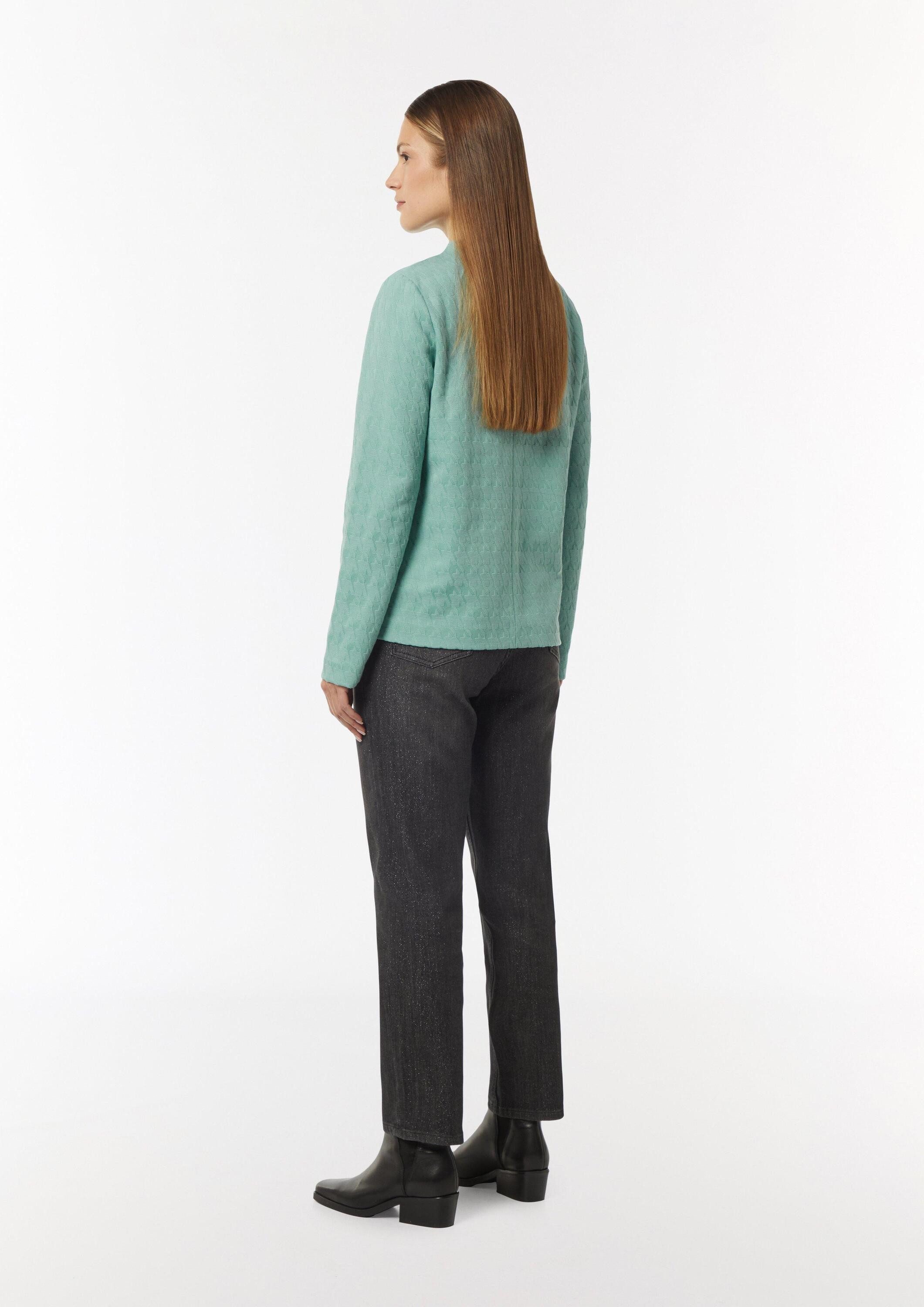 comma Sweatshirt Sweatshirt Jerseyshirt mit Hahnentrittmuster und Stehkragen