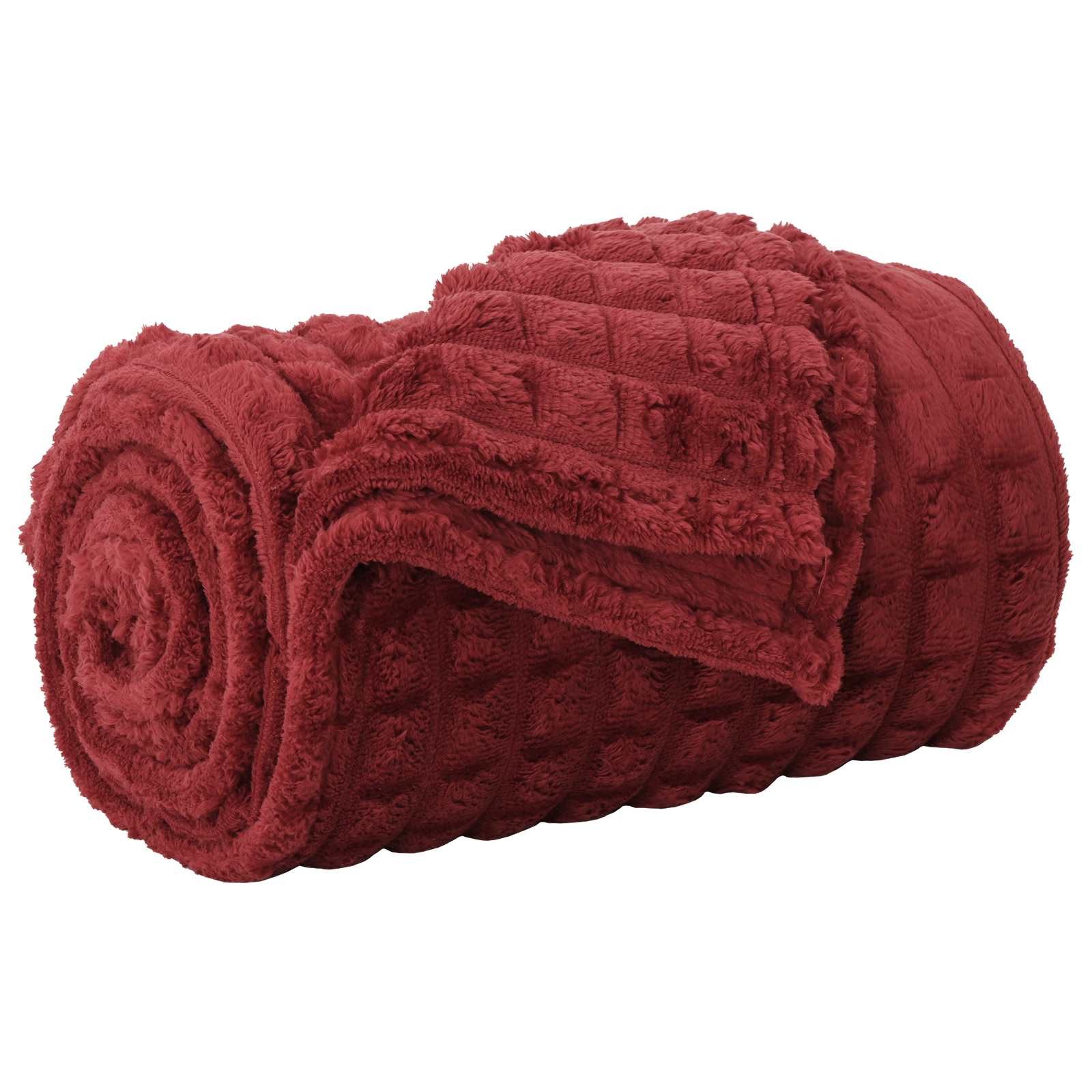 vidaXL Bettüberwurf Überwurfdecke Bordeauxrot 270 x 240 cm Fleece