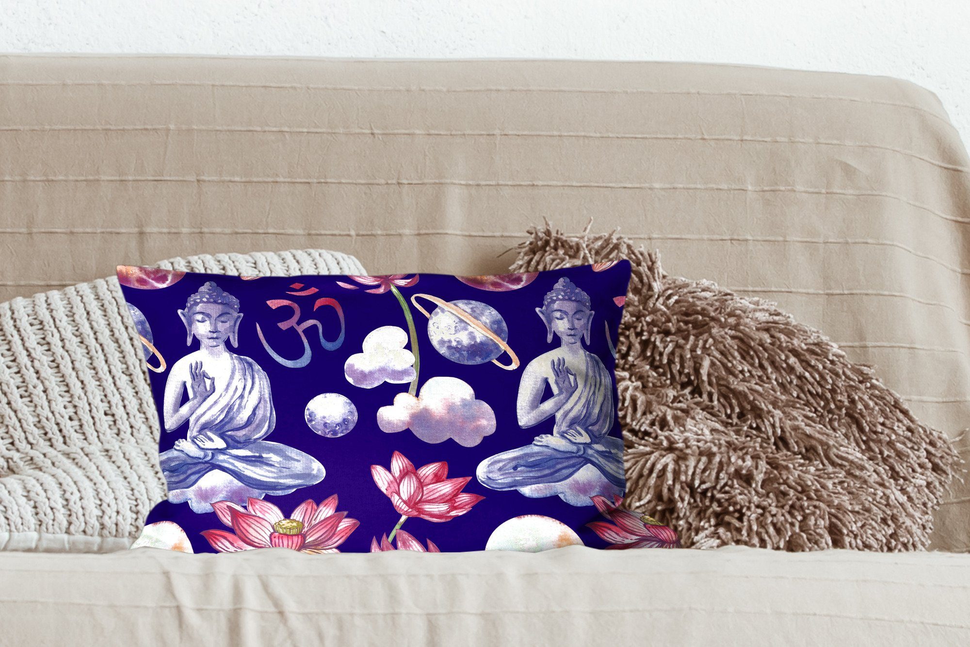 - Planeten Zierkissen, Füllung, Dekokissen mit Muster, Dekokissen Schlafzimmer - MuchoWow Buddha Dekoration, Wohzimmer