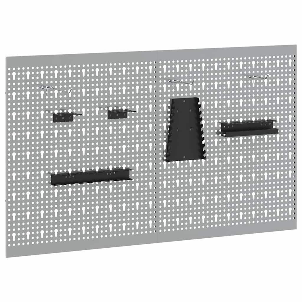 vidaXL Lochwand Aufbewahrungsbank 2 pcs Grau 100 x 1 x 60 cm, (2-tlg)