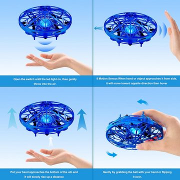 Gontence Fliegendecken Fliegende Spielzeug-Drohne für Kinder, fliegende Bälle (UFO-Mini-Helikopter-Spielzeug für drinnen und draußen, USB-Aufladung, Freihändige Mini-Drohne mit Bewegungssensorg), Geschenk für Jungen, Mädchen ab 8-14 Jahren