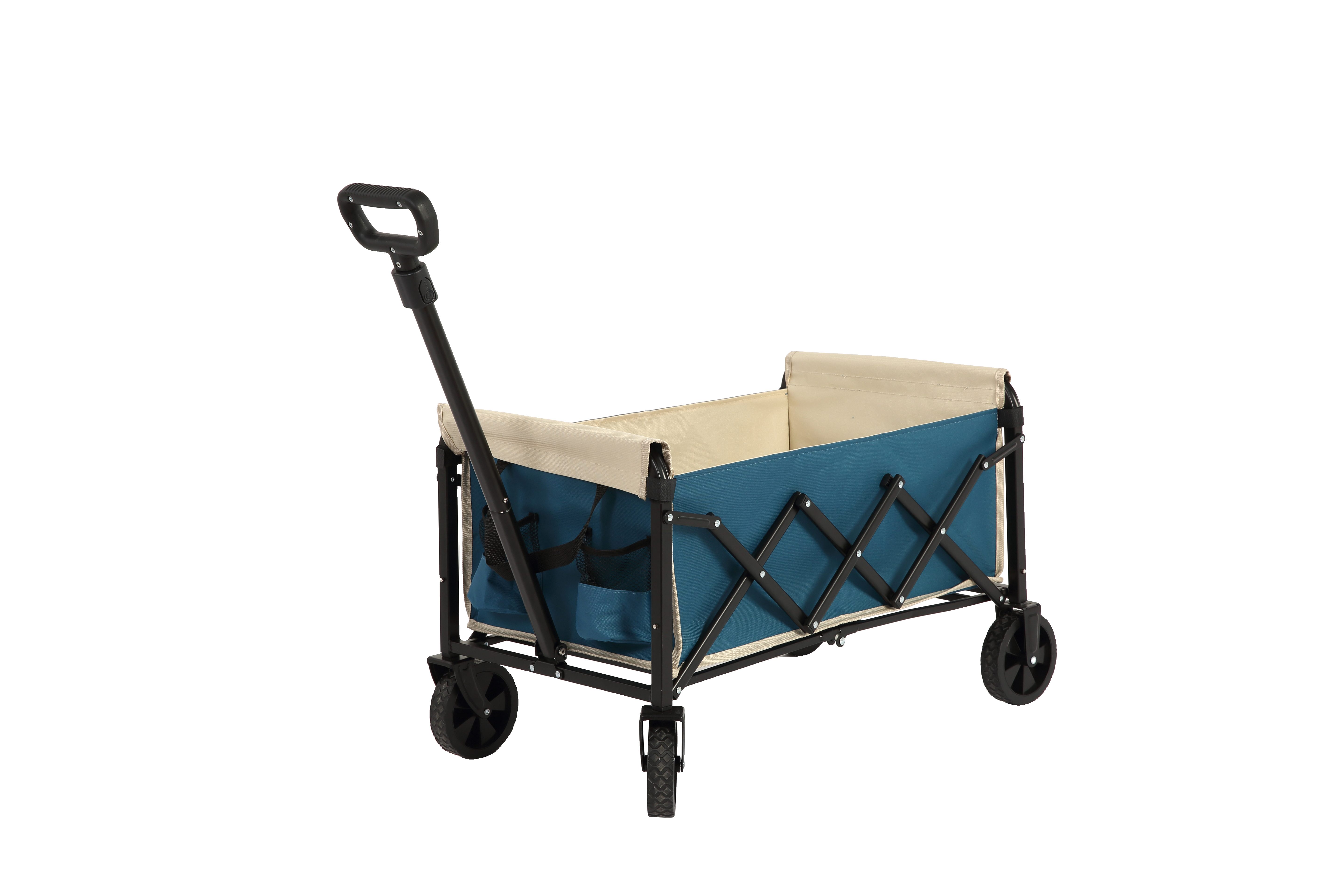 Rutaqian Bollerwagen Robuster Klappbarer Bollerwagen mit Rädern (1-tlg., Großes Fassungsvermögen, Blau (Zusammenklappbar & Wetterfest), Leichter Transportwagen für Garten, Camping & Einkaufen