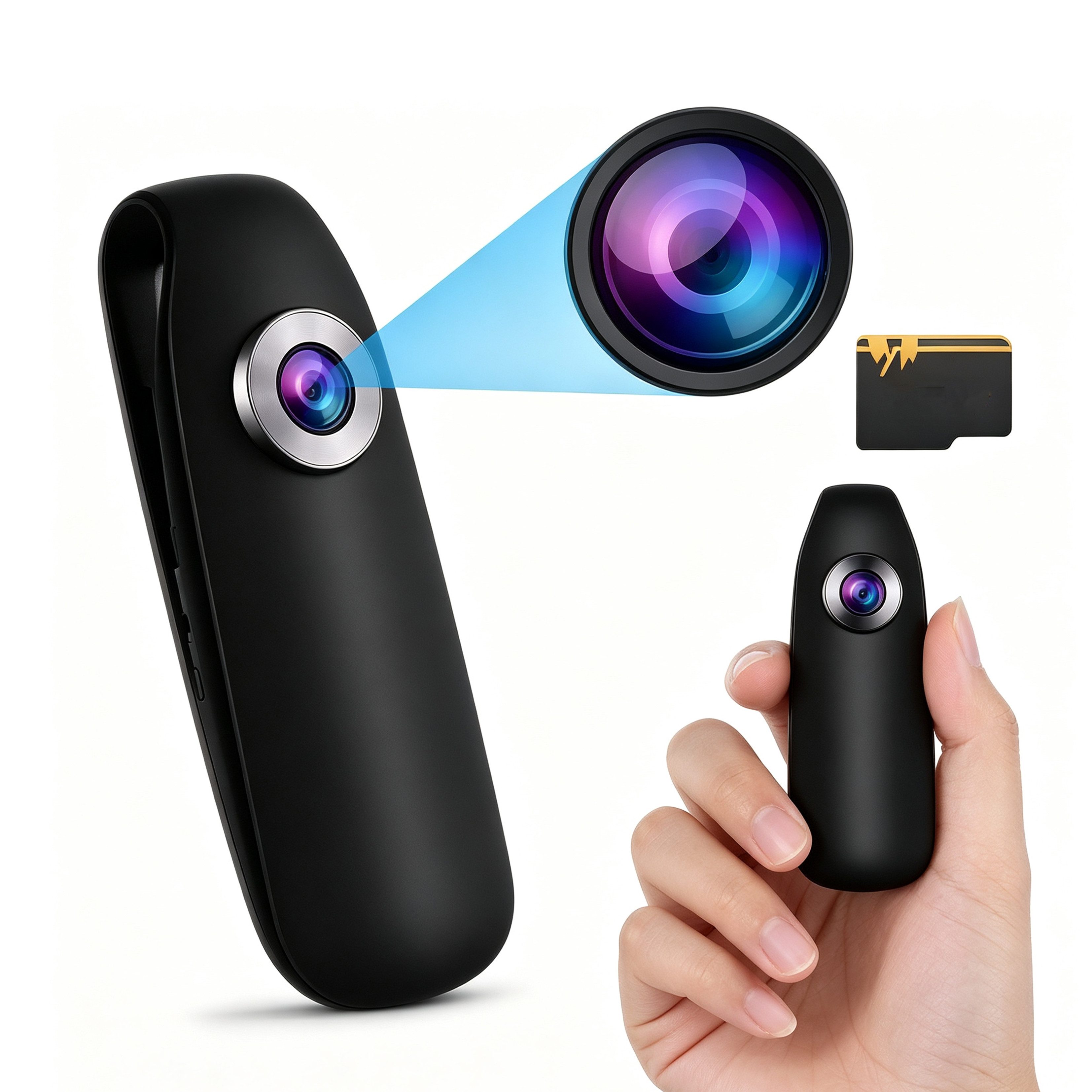KINSI 32GB Mini Action Kamera 1080P HD Bodycam mit Nachtsicht Kompaktkamera (2 MP, Loop-Aufnahme,für Sport, Meetings & Überwachung)
