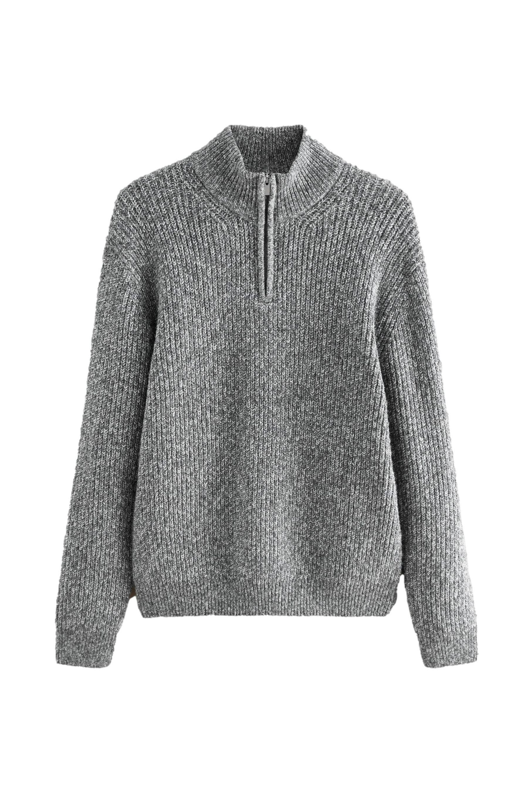 Troyer Regular Fit Strukturstrickpullover mit Viertel-RV