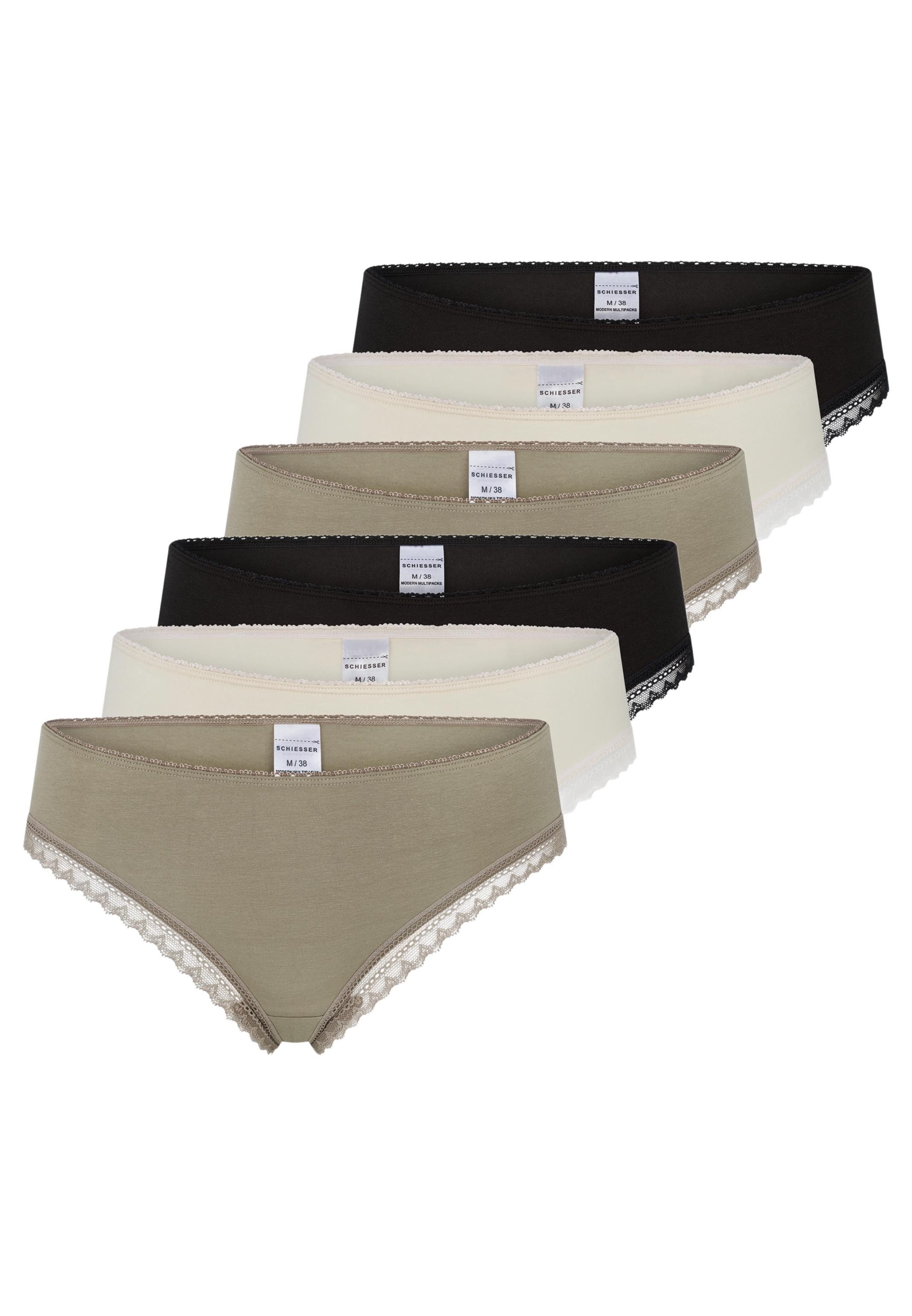 Schiesser T-String 6er Pack Modern Multipacks (Spar-Set, 6-St) String - Baumwolle - Atmungsaktiv