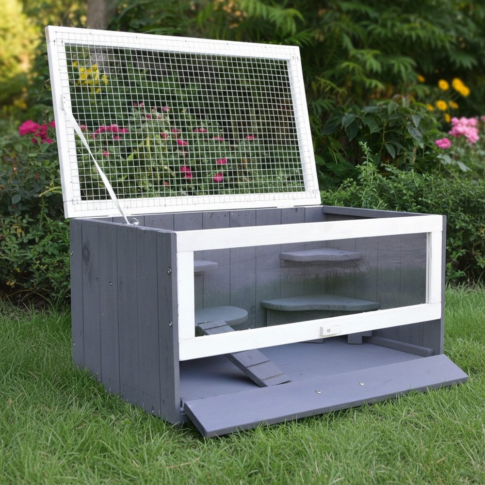 Mucola Kleintierkäfig Kleintierstall Hamsterkäfig Gehege Mäusekäfig Rattenkäfig, inkl. Haus, Trinkflaschenhalterung und Rampe