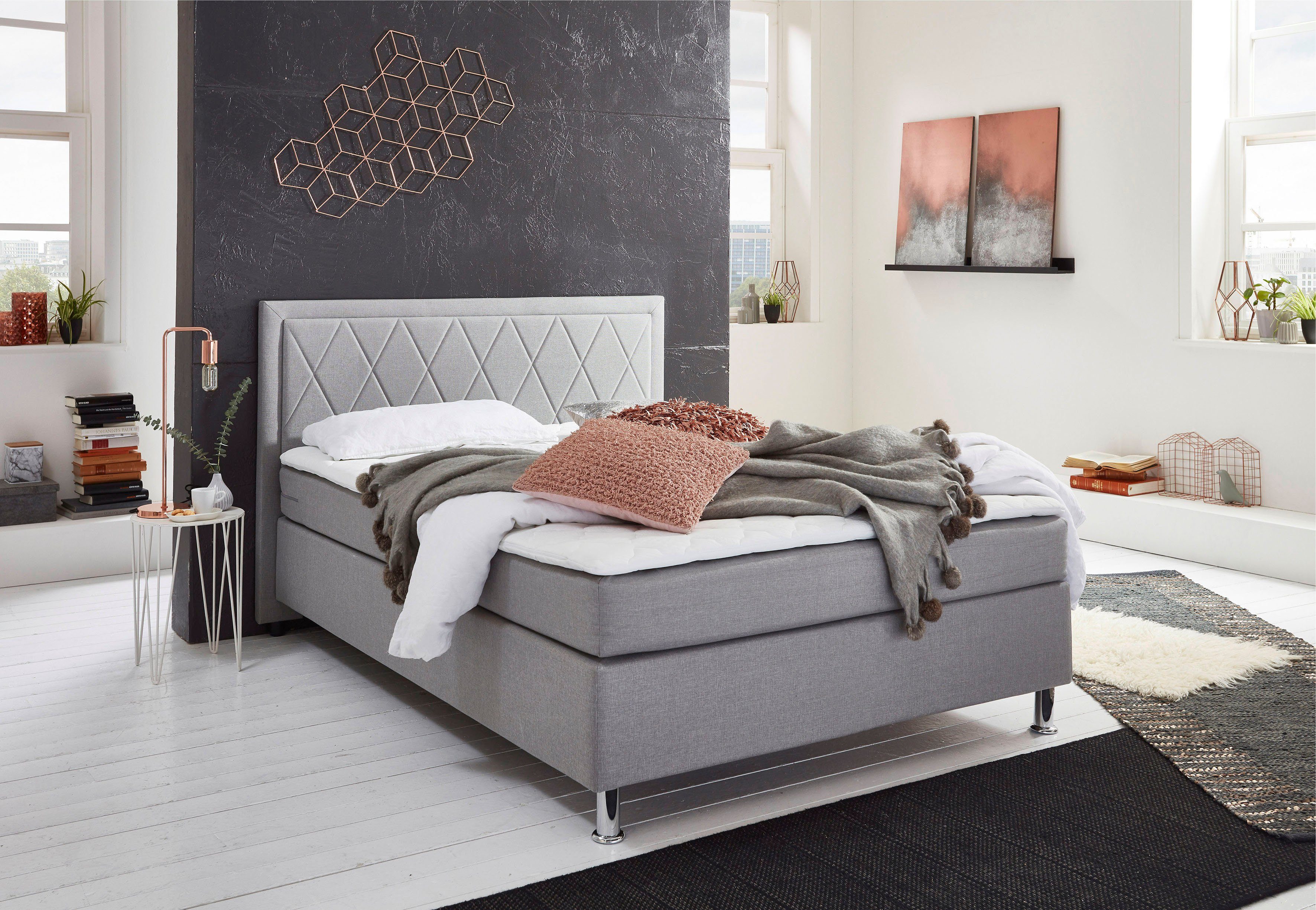 ATLANTIC home collection Boxbett Helen, Tonnentaschenfederkern-Matratze und Topper, wahlweise mit Bettkasten