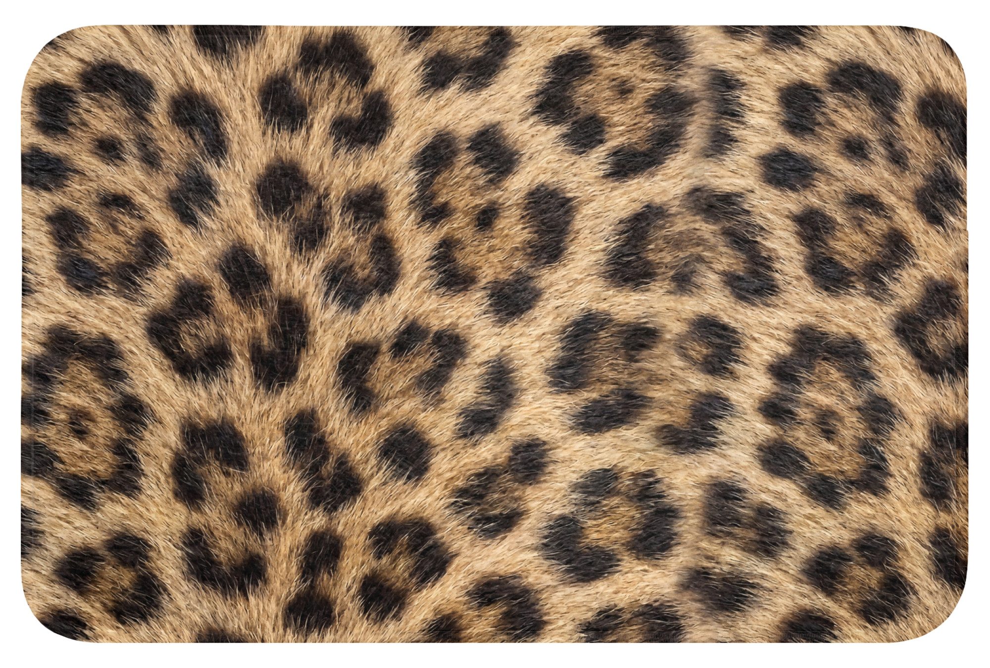 OnlyWow Badematte Leopard - Mantel - Klassisch - Braun, Höhe 10 mm, Polyester, Rechteckig, Badezimmerteppich, Badteppich, Rutschfest, Badvorleger, Waschbar